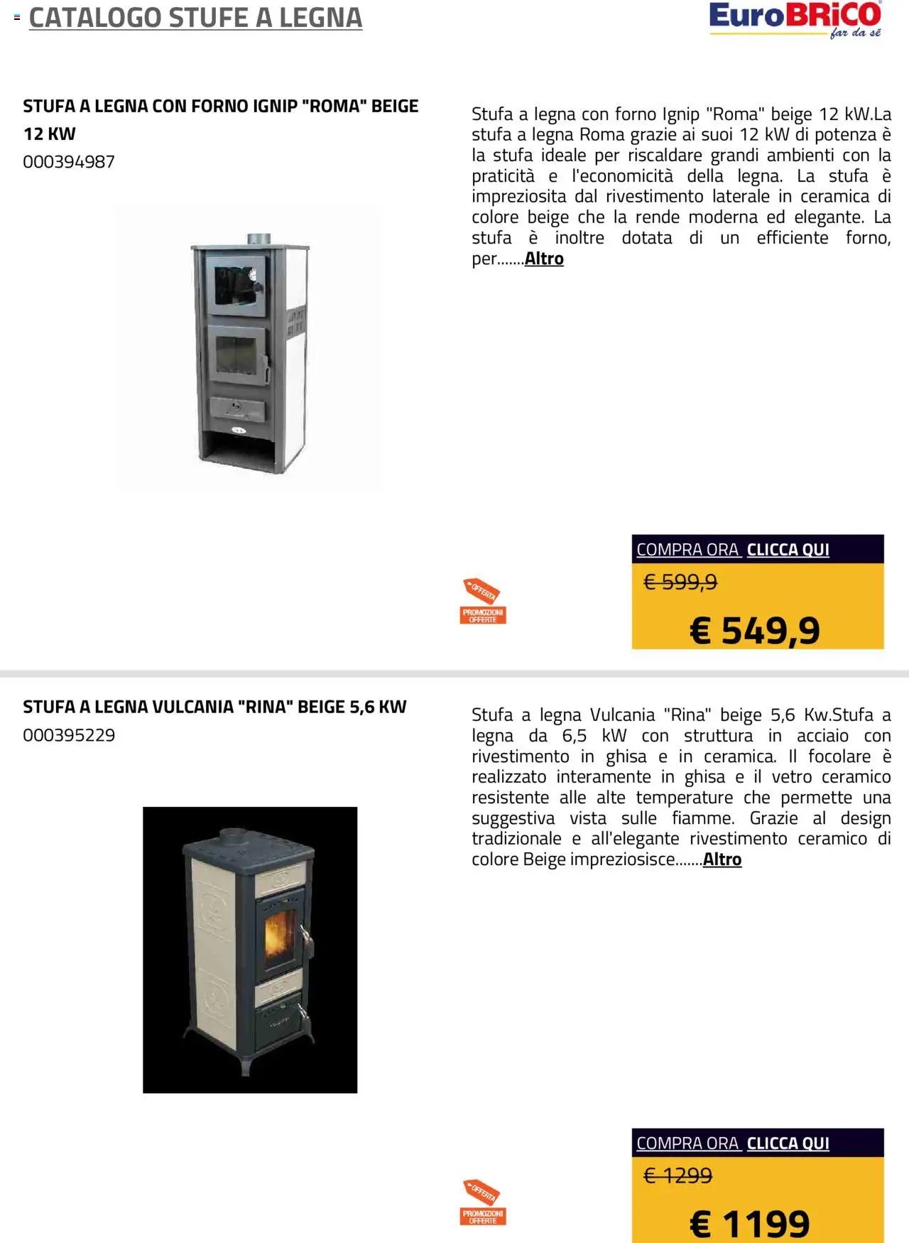 Eurobrico Stufe a Legna catalogo