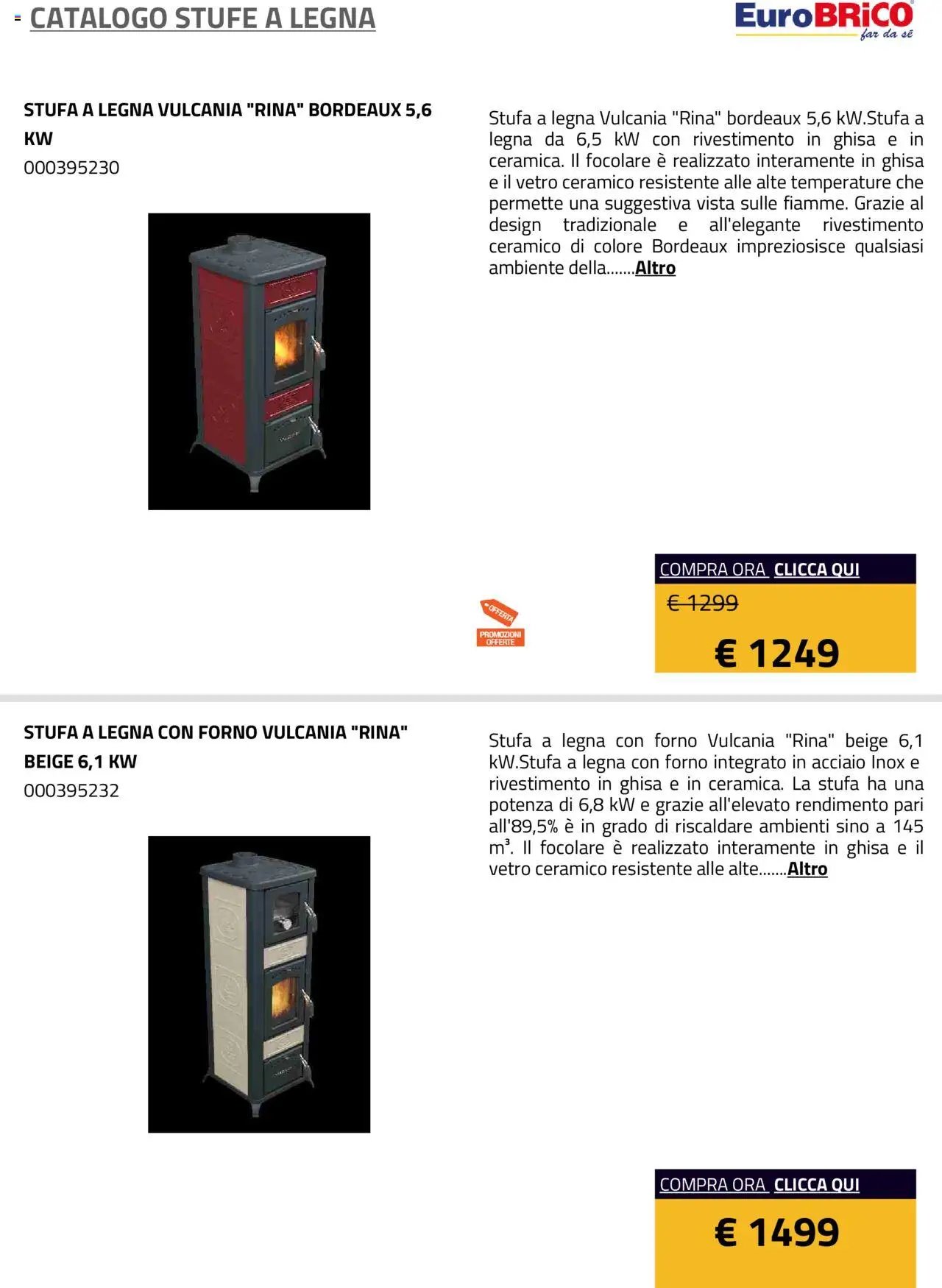 Eurobrico Stufe a Legna catalogo