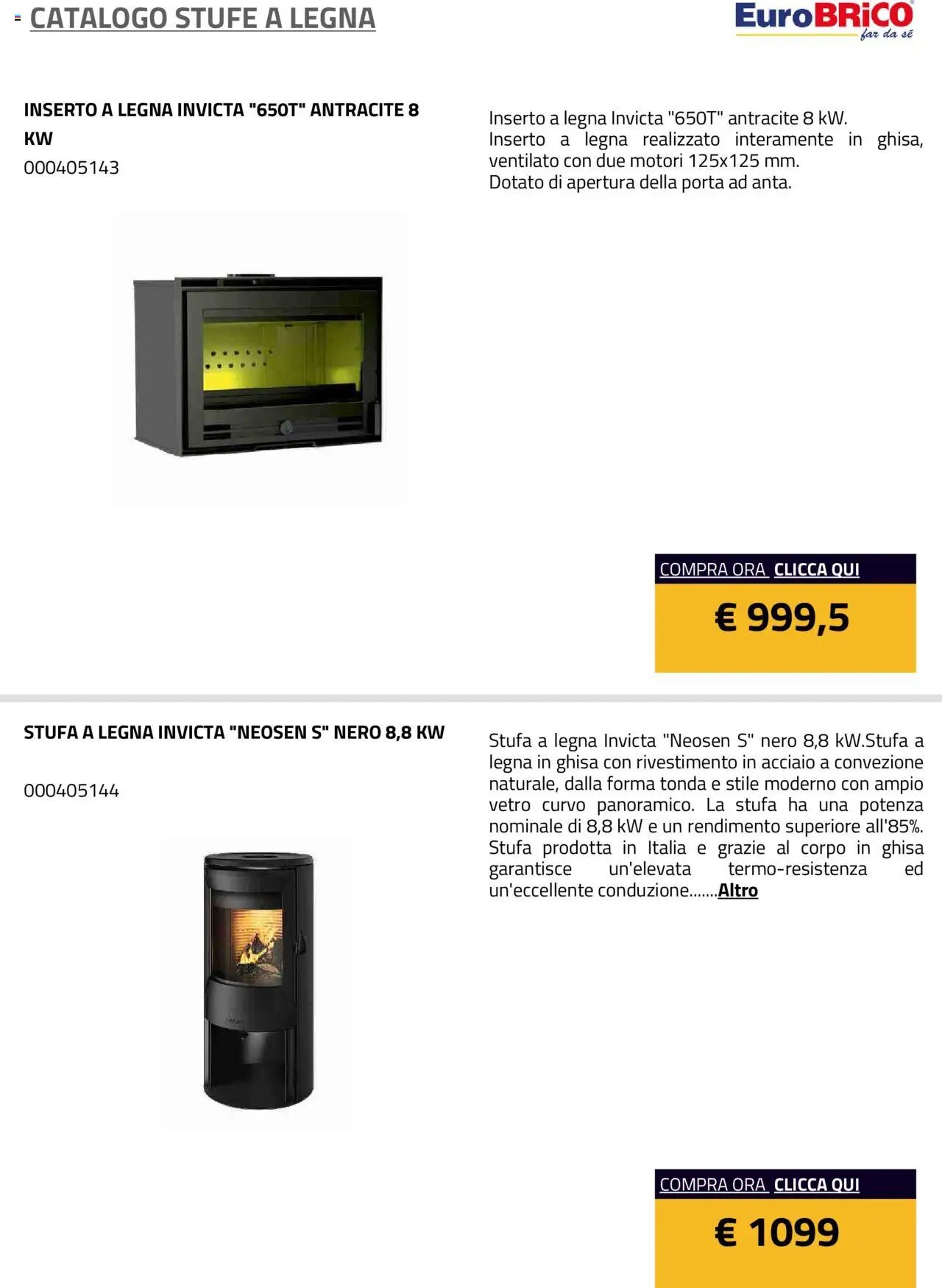 Eurobrico Stufe a Legna catalogo