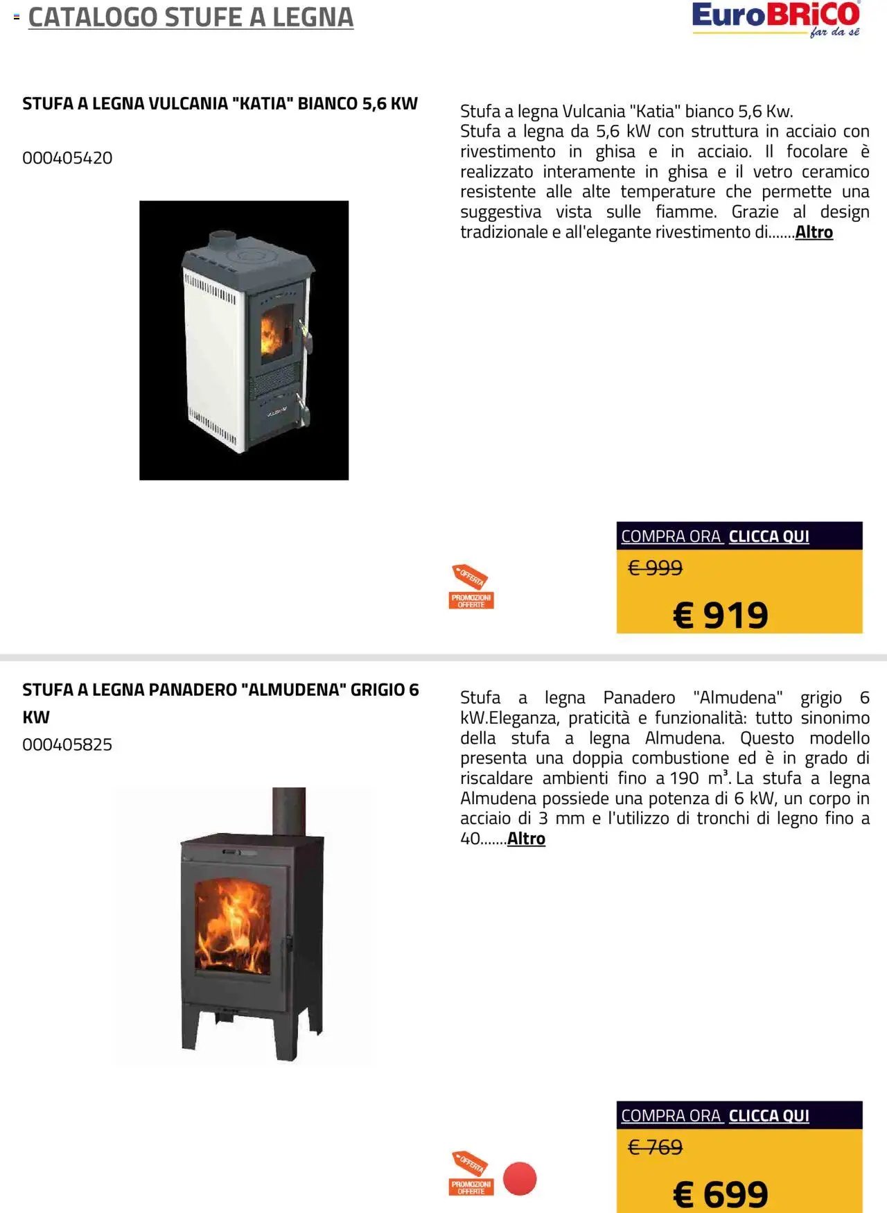 Eurobrico Stufe a Legna catalogo