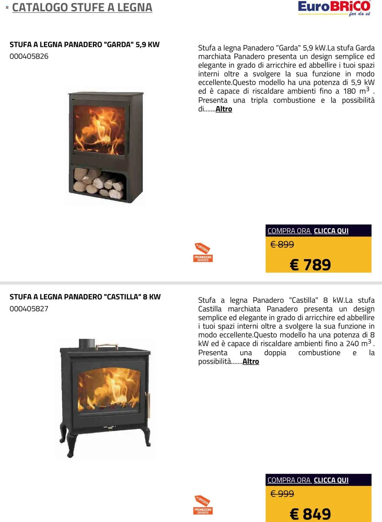Eurobrico Stufe a Legna catalogo