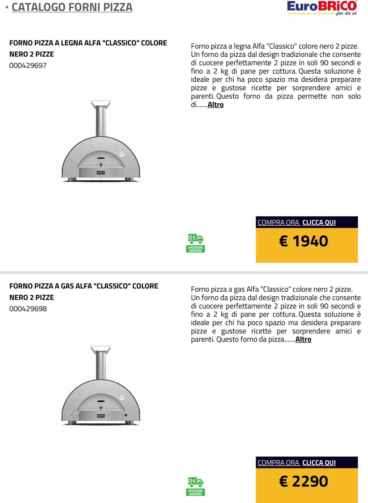 Eurobrico Forni Pizza catalogo