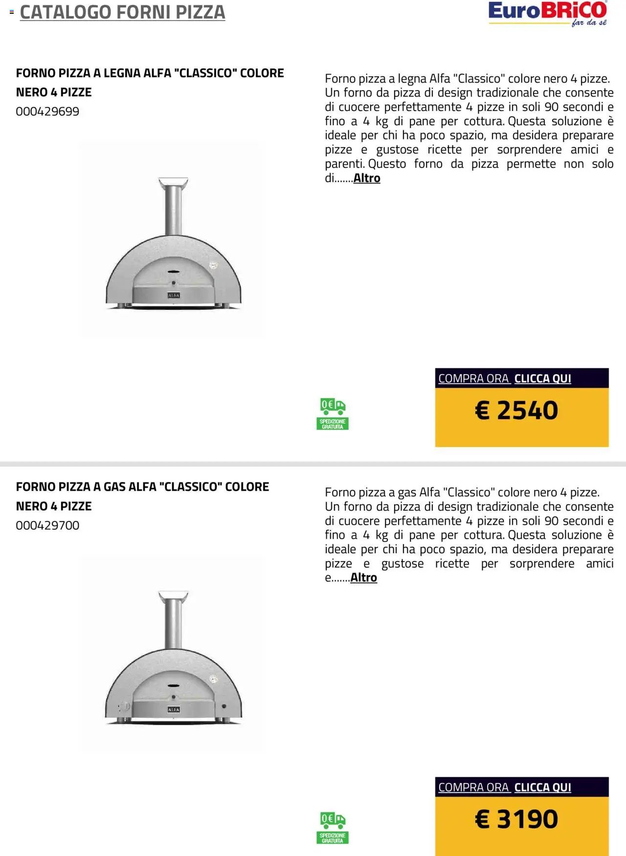 Eurobrico Forni Pizza catalogo