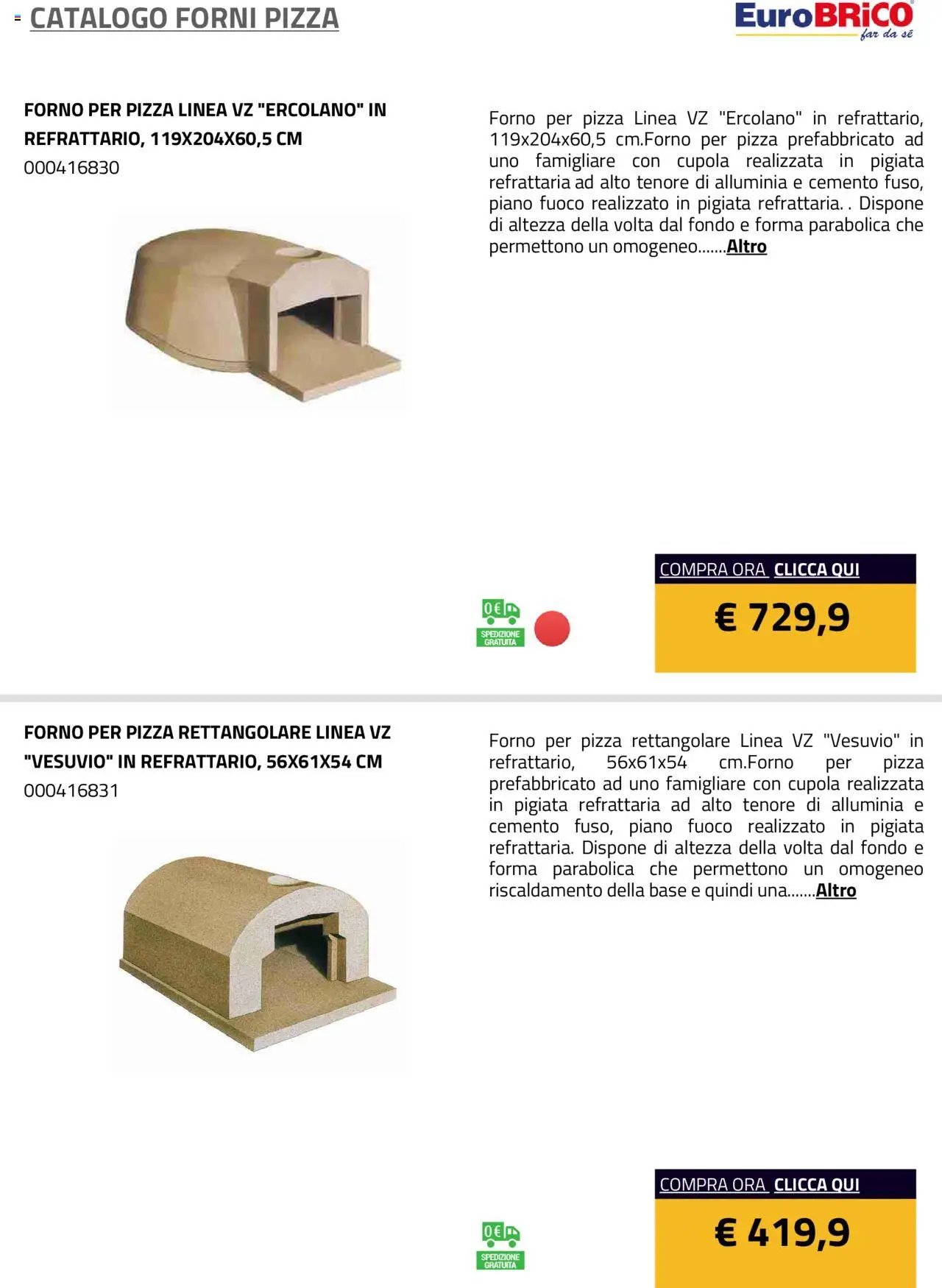 Eurobrico Forni Pizza catalogo