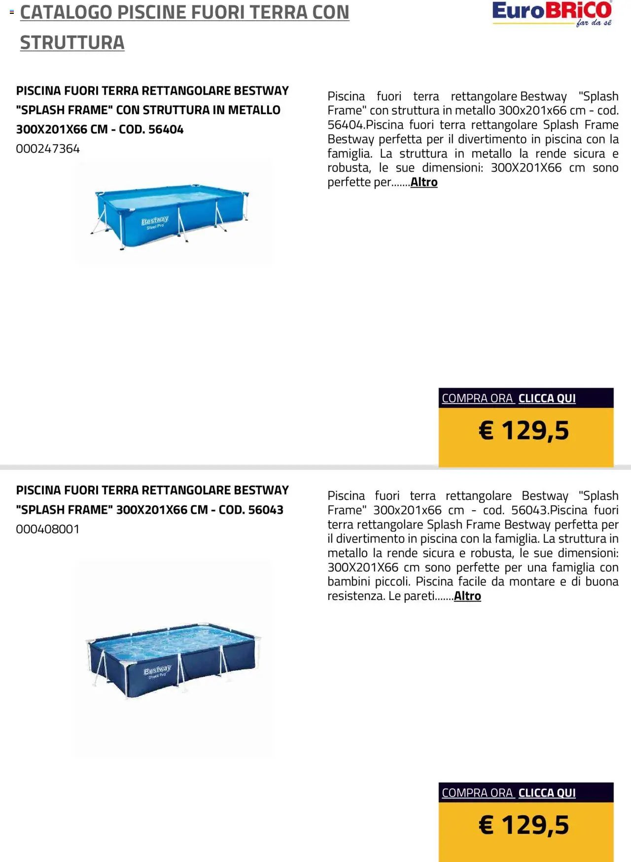 Eurobrico Piscine Fuori Terra con Struttura catalogo