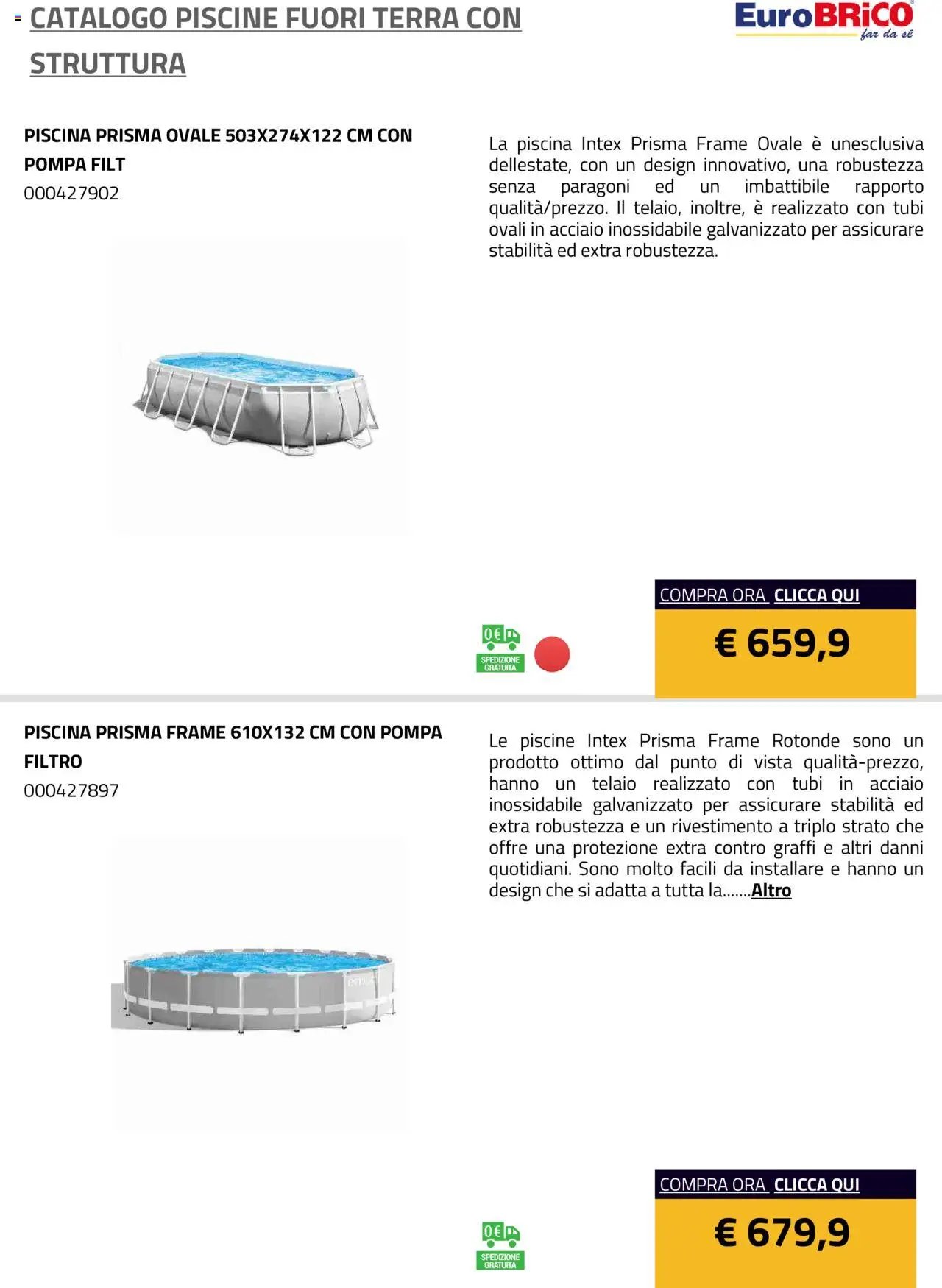 Eurobrico Piscine Fuori Terra con Struttura catalogo