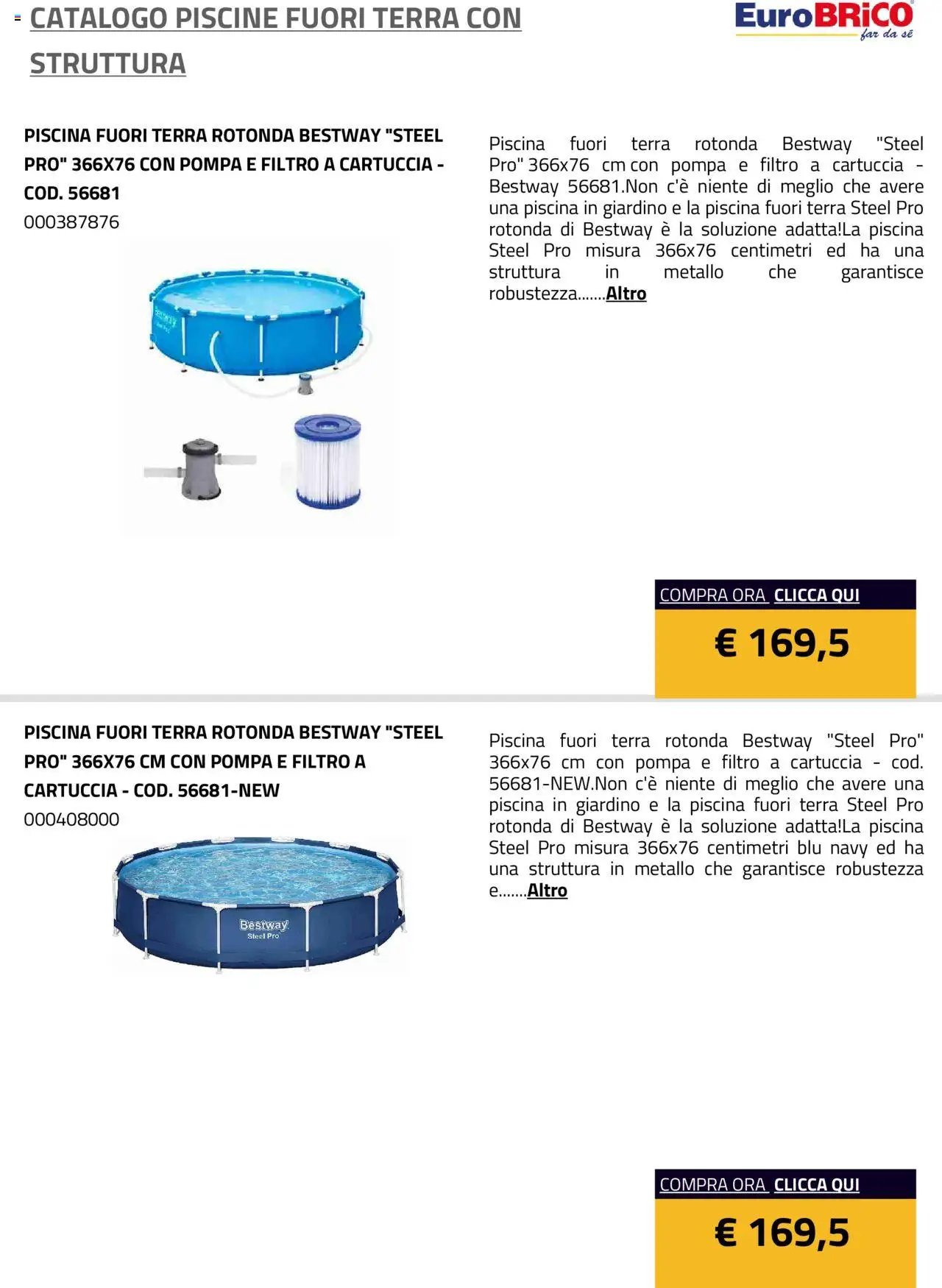 Eurobrico Piscine Fuori Terra con Struttura catalogo