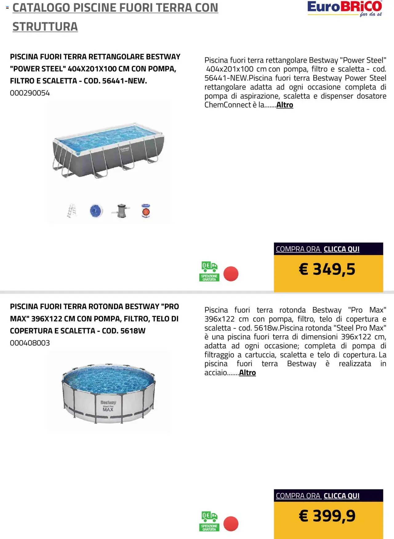Eurobrico Piscine Fuori Terra con Struttura catalogo