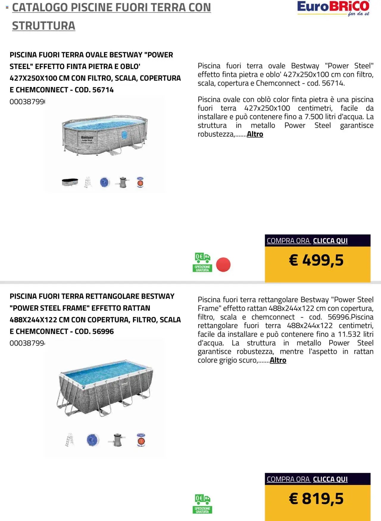 Eurobrico Piscine Fuori Terra con Struttura catalogo