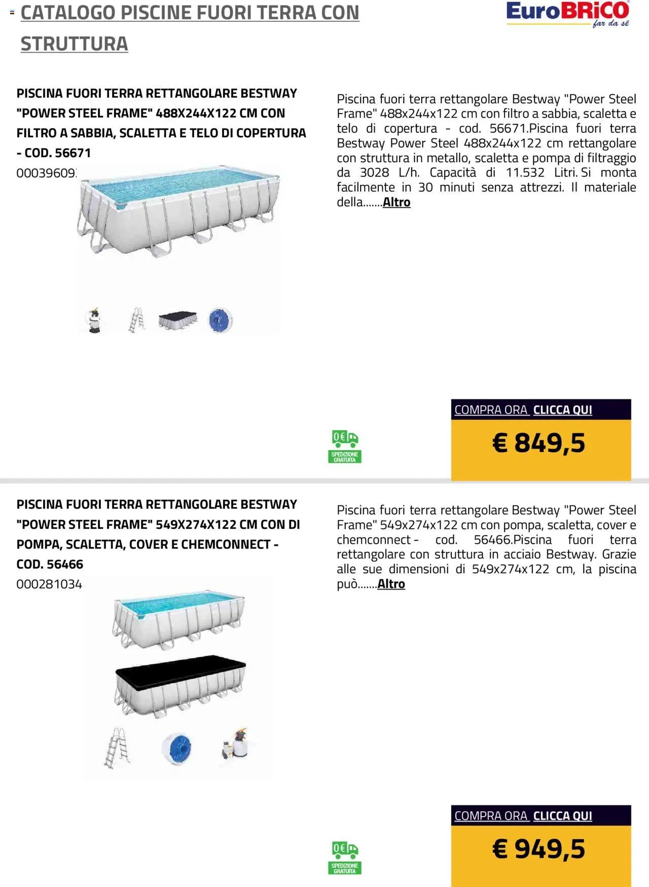 Eurobrico Piscine Fuori Terra con Struttura catalogo