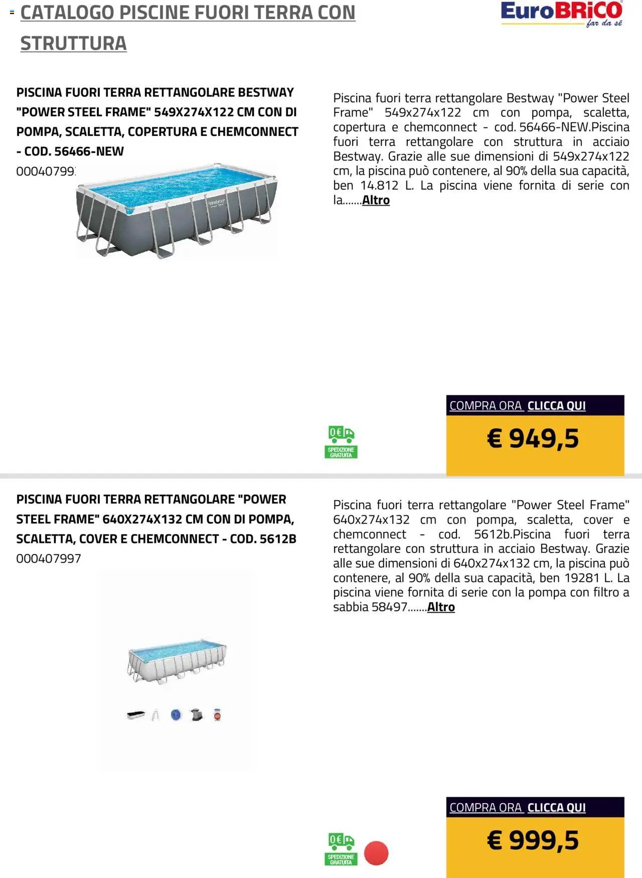 Eurobrico Piscine Fuori Terra con Struttura catalogo