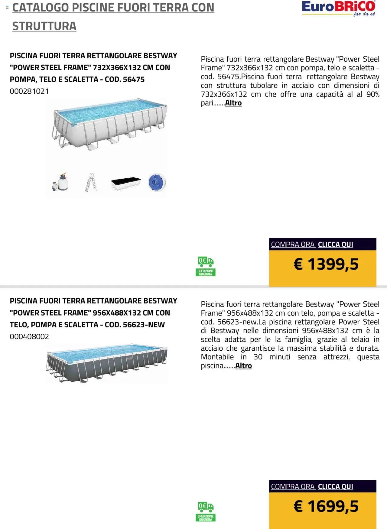 Eurobrico Piscine Fuori Terra con Struttura catalogo