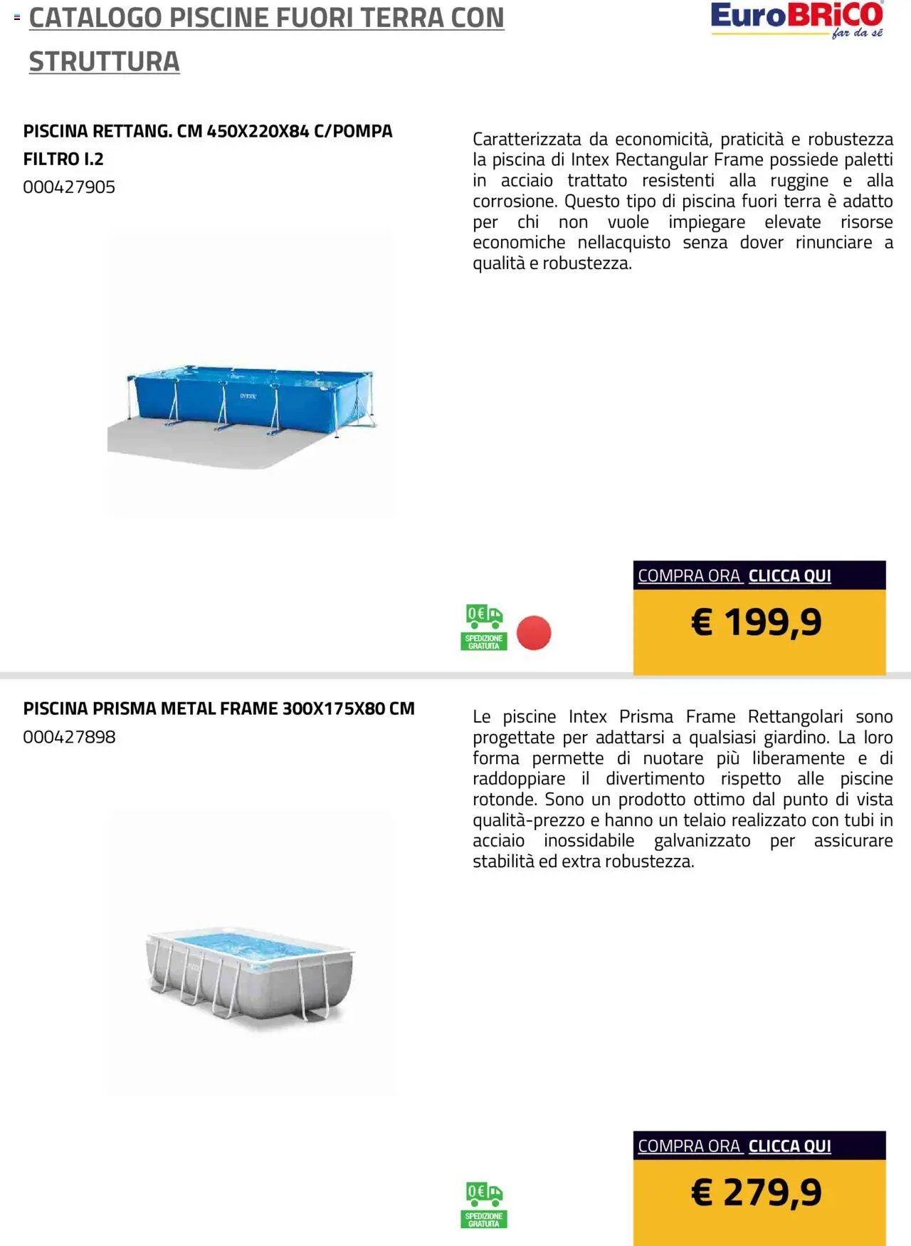 Eurobrico Piscine Fuori Terra con Struttura catalogo
