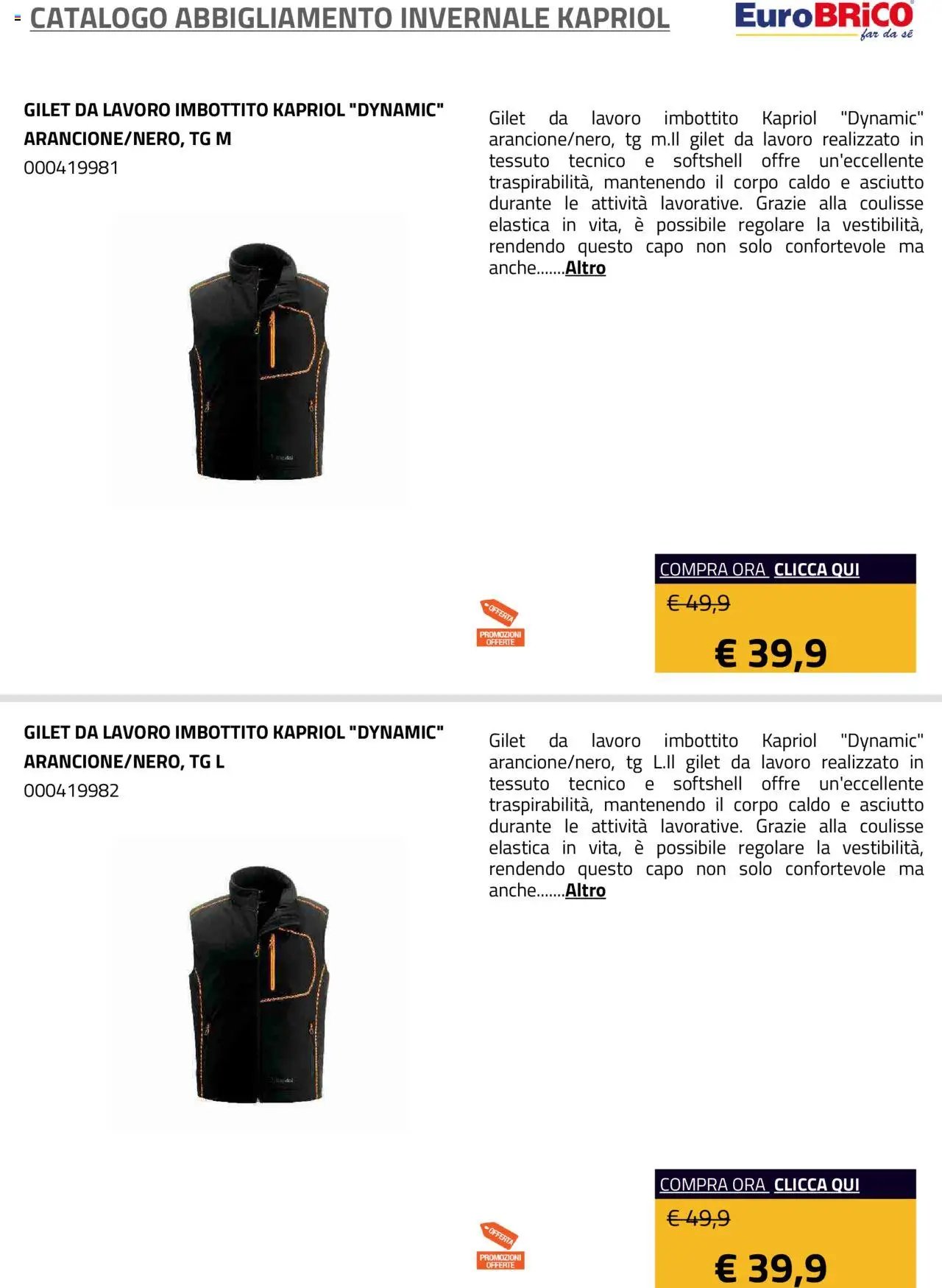 Eurobrico Abbigliamento Invernale Kapriol catalogo