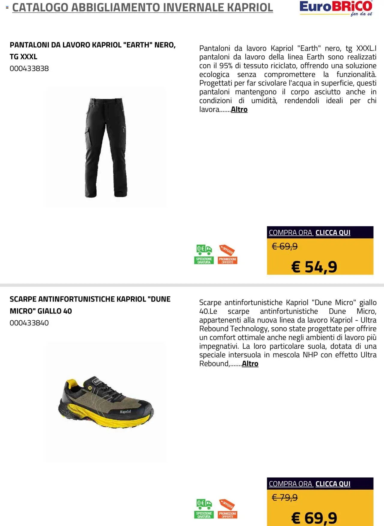 Eurobrico Abbigliamento Invernale Kapriol catalogo