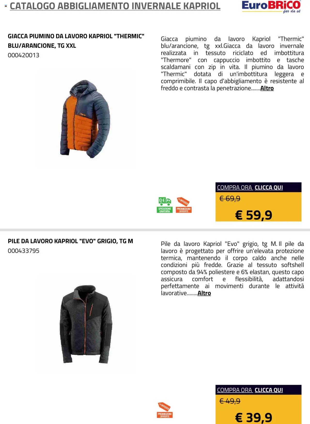 Eurobrico Abbigliamento Invernale Kapriol catalogo