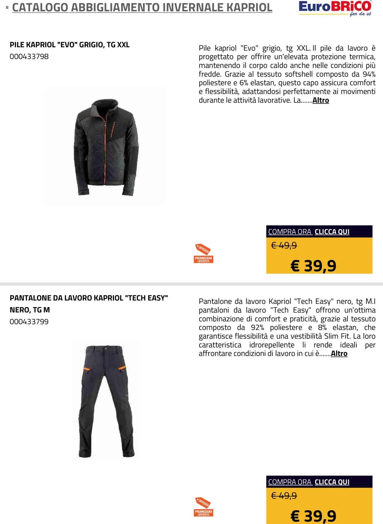 Eurobrico Abbigliamento Invernale Kapriol catalogo