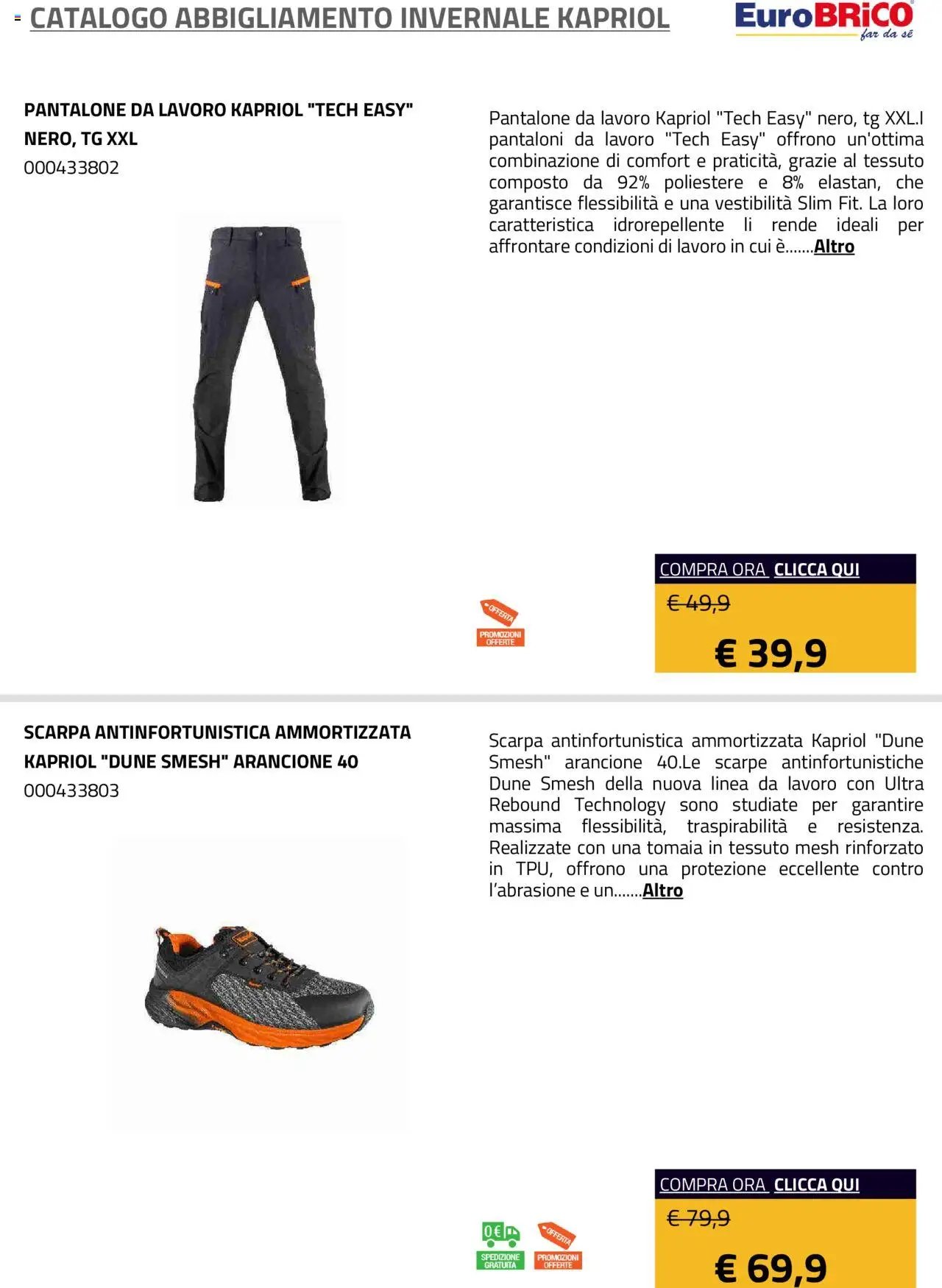 Eurobrico Abbigliamento Invernale Kapriol catalogo