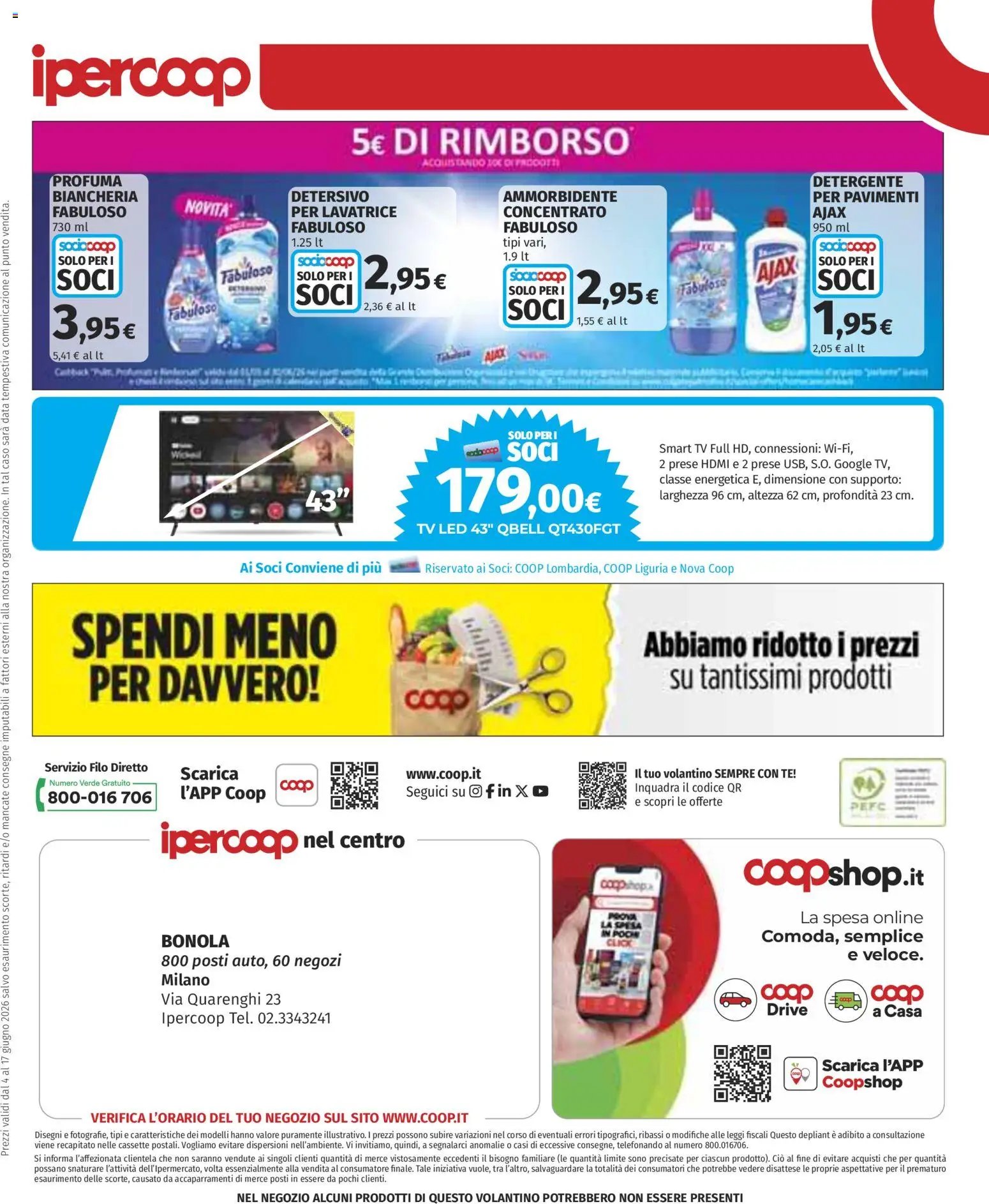 Ipercoop volantino Milano Bonola