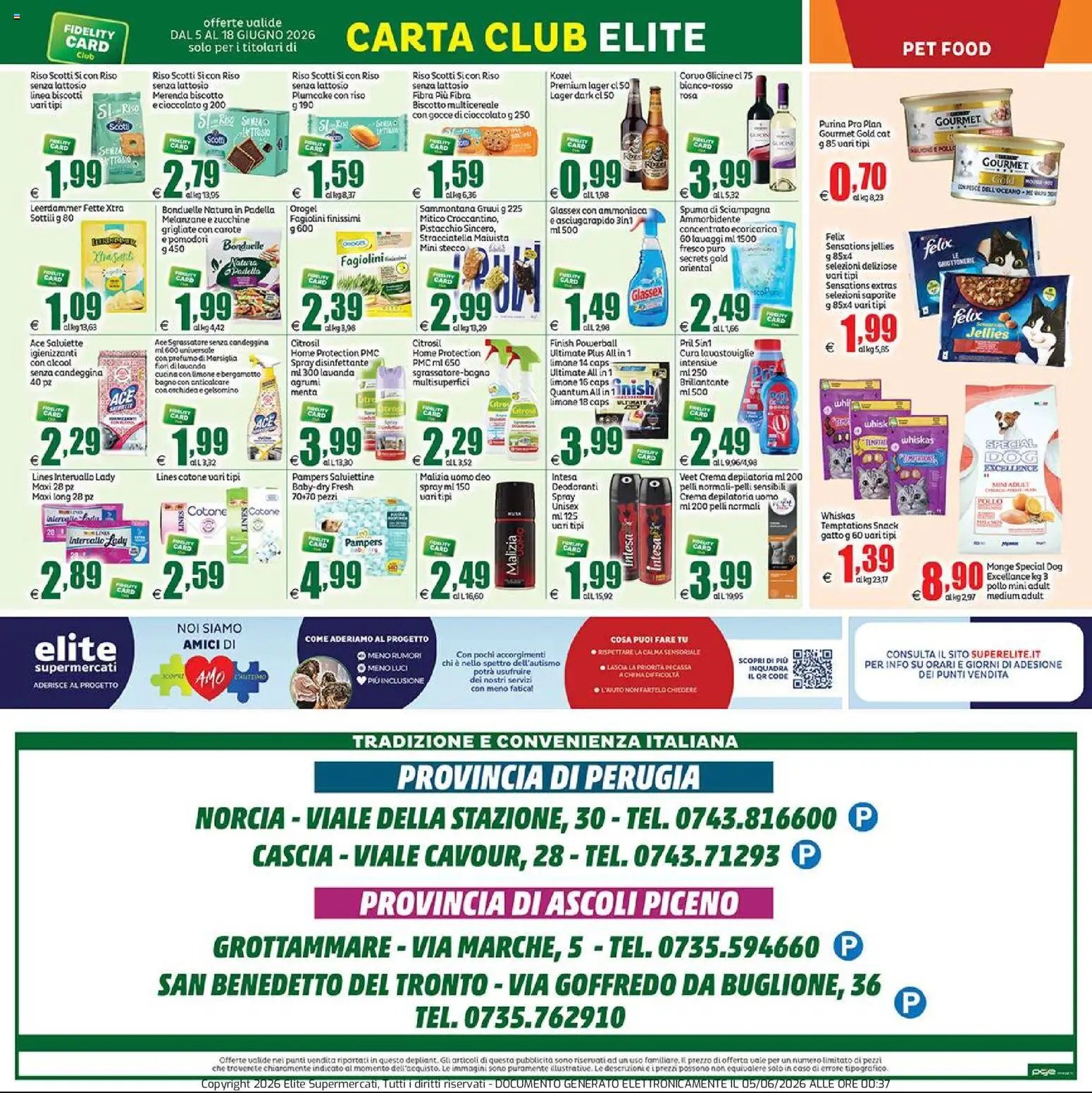 Elite Supermercati volantino Perugia, Ascoli Piceno