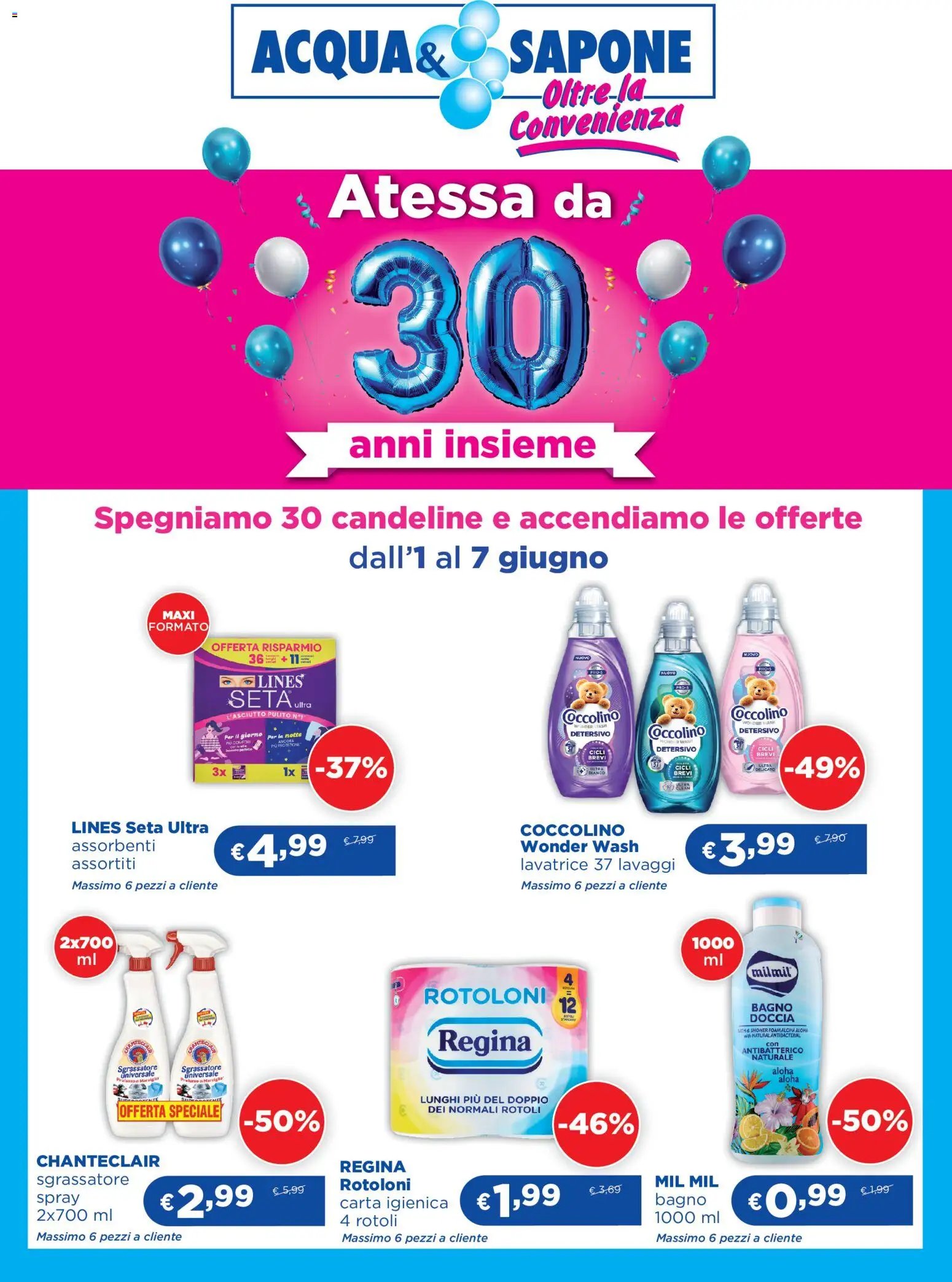 Acqua e Sapone volantino Atessa 30 anni insieme (2026-06-01 - 2026-06-07)