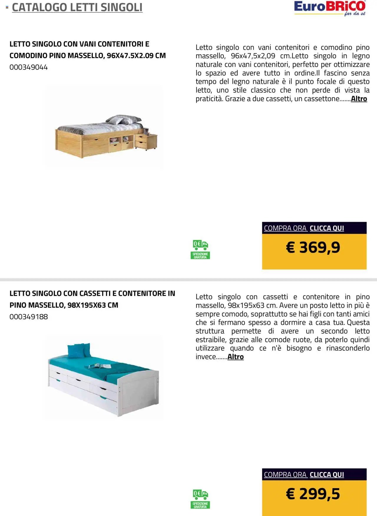 Eurobrico Letti Singoli catalogo