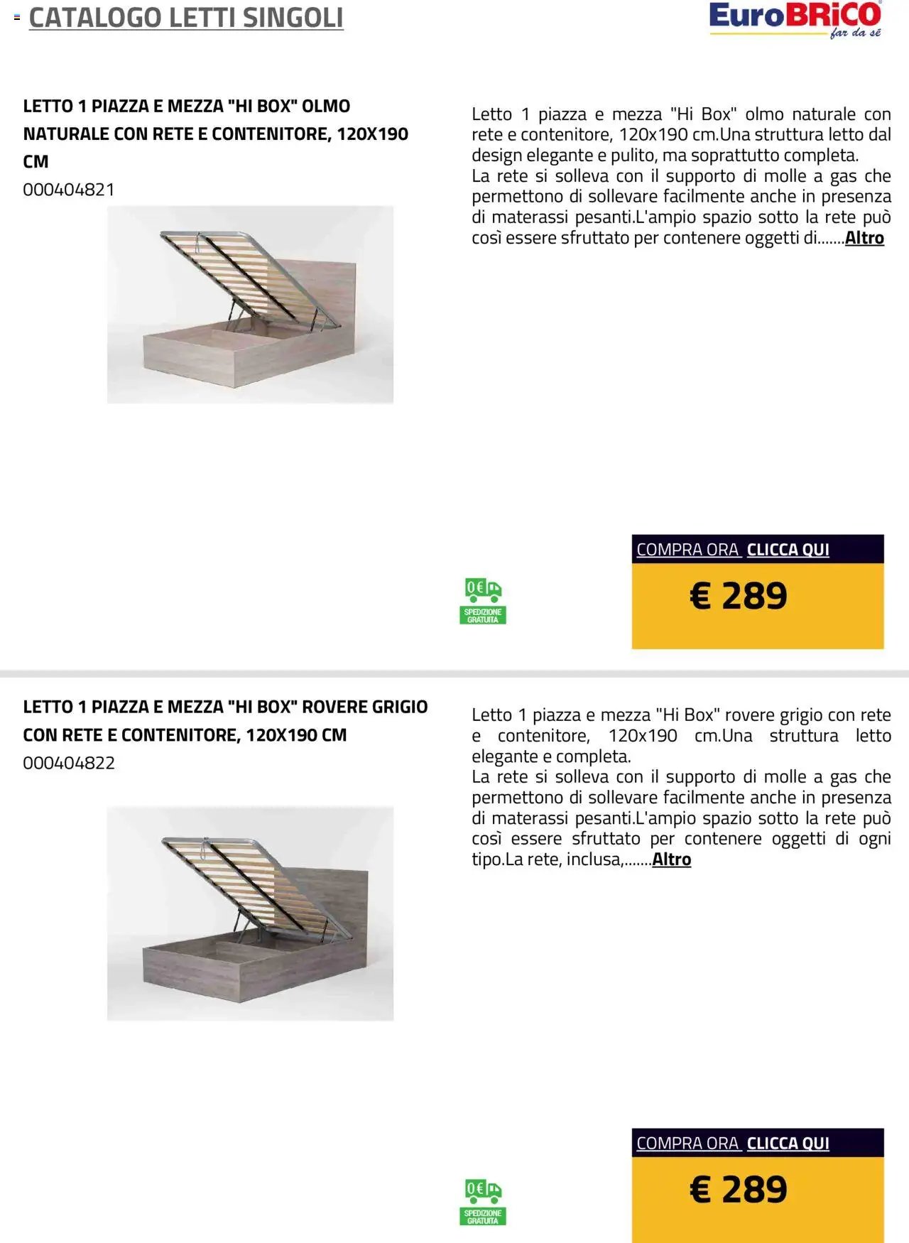 Eurobrico Letti Singoli catalogo