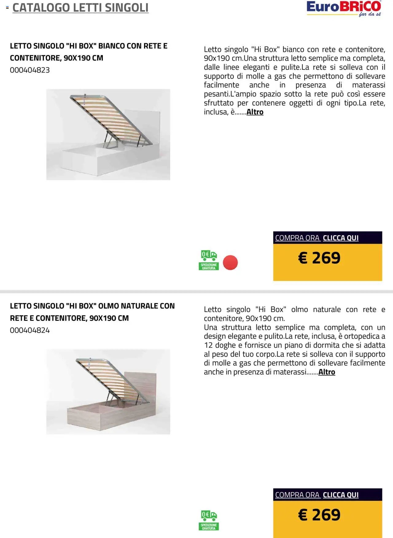 Eurobrico Letti Singoli catalogo