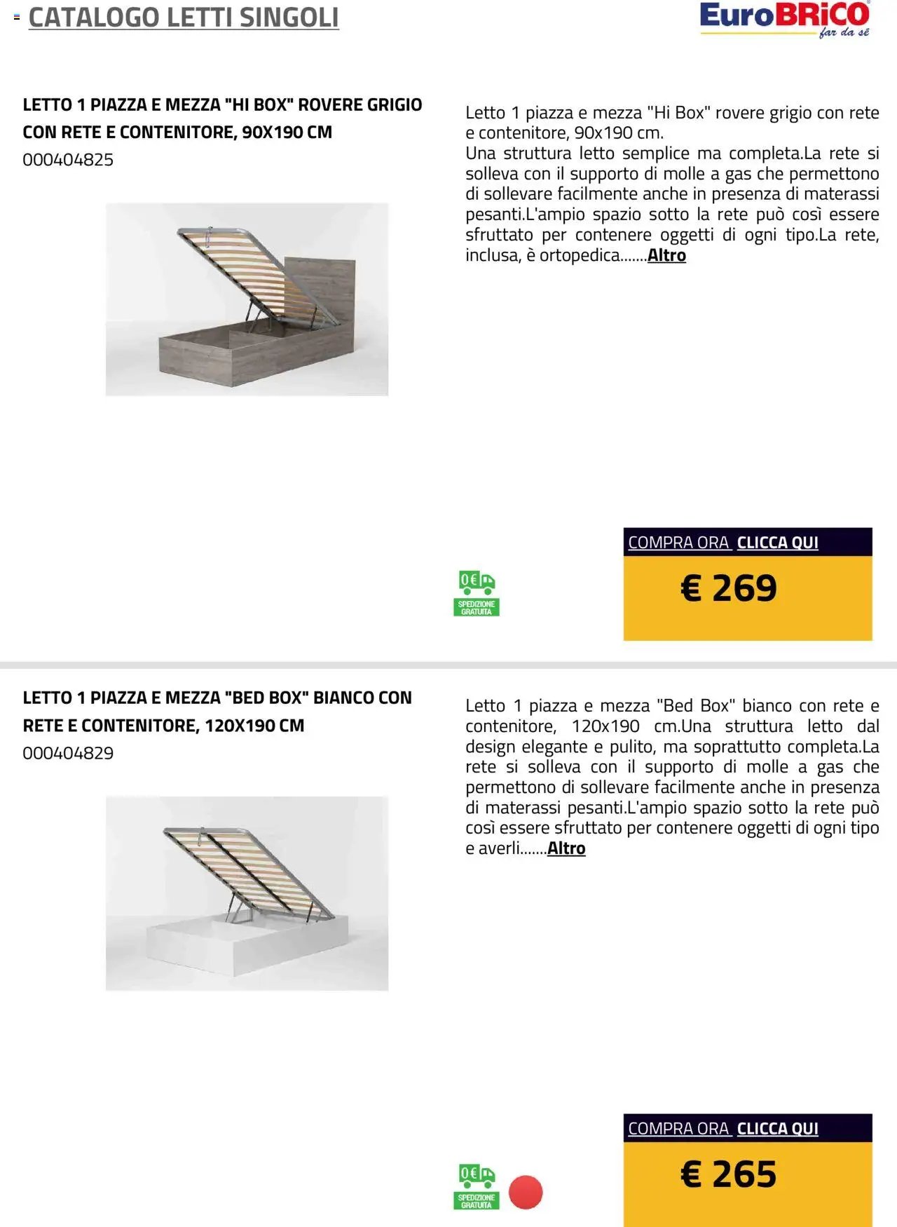 Eurobrico Letti Singoli catalogo