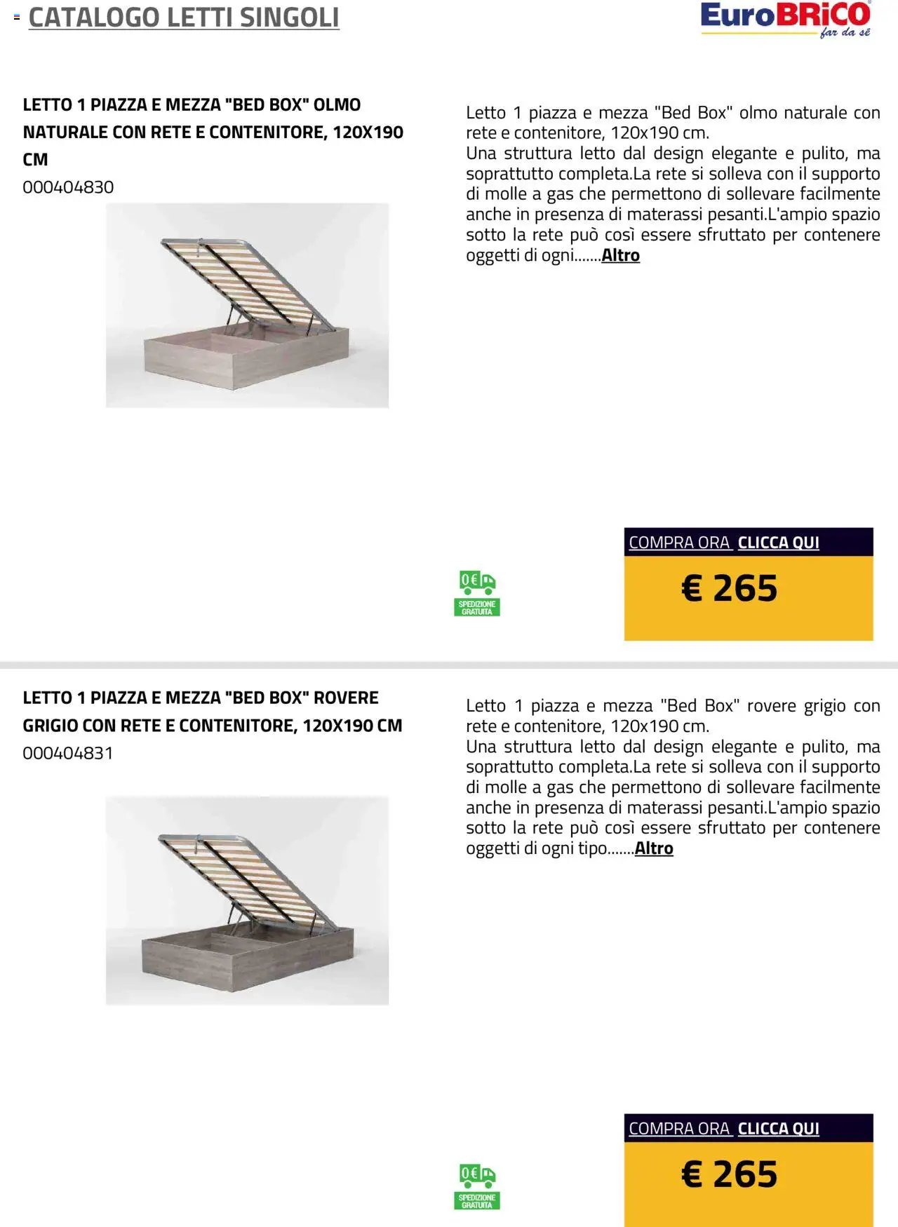 Eurobrico Letti Singoli catalogo