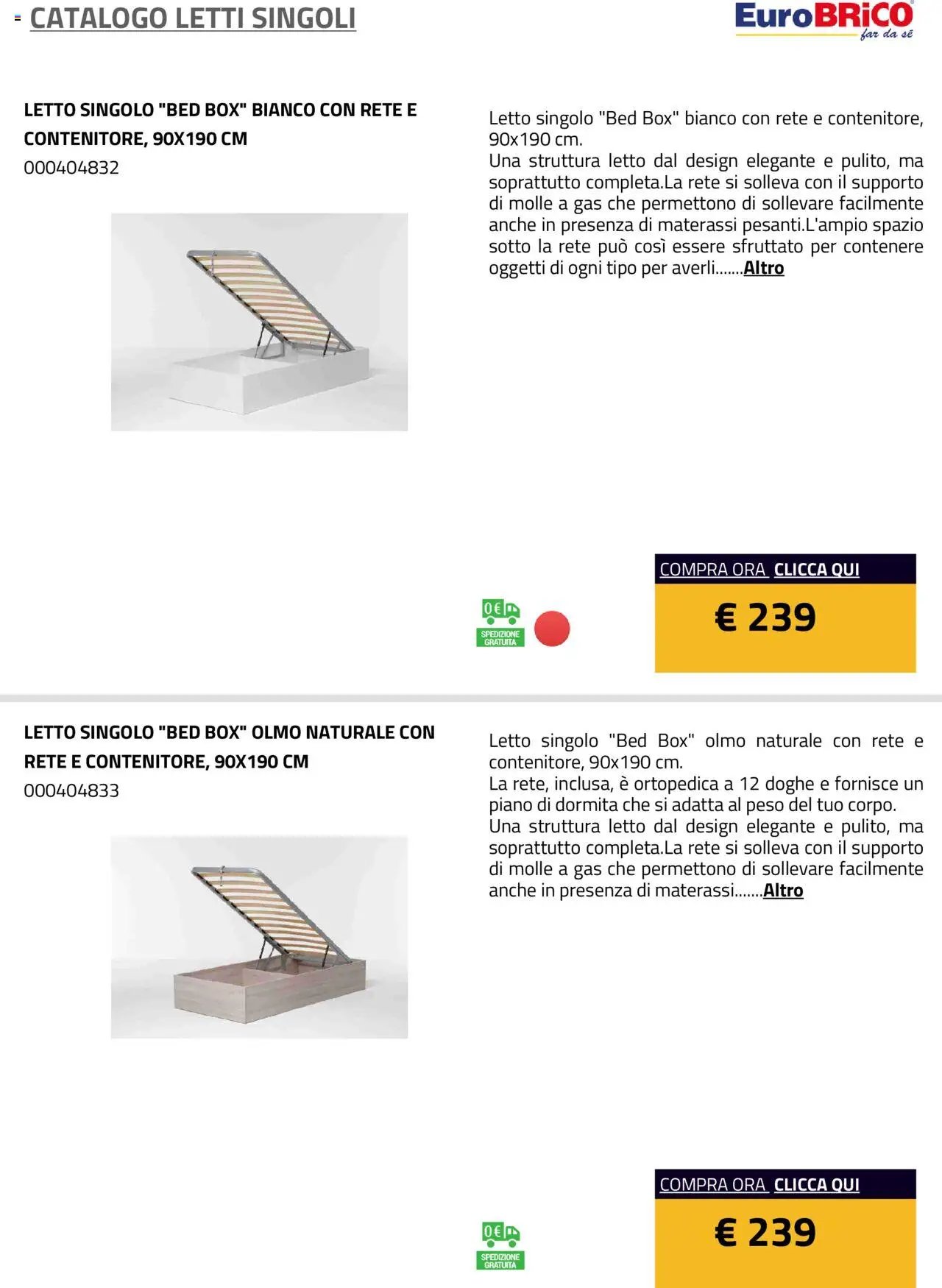 Eurobrico Letti Singoli catalogo