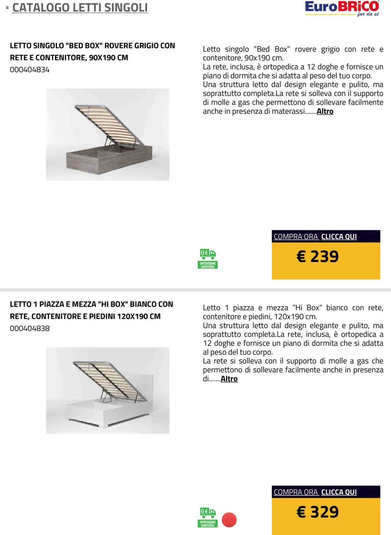 Eurobrico Letti Singoli catalogo