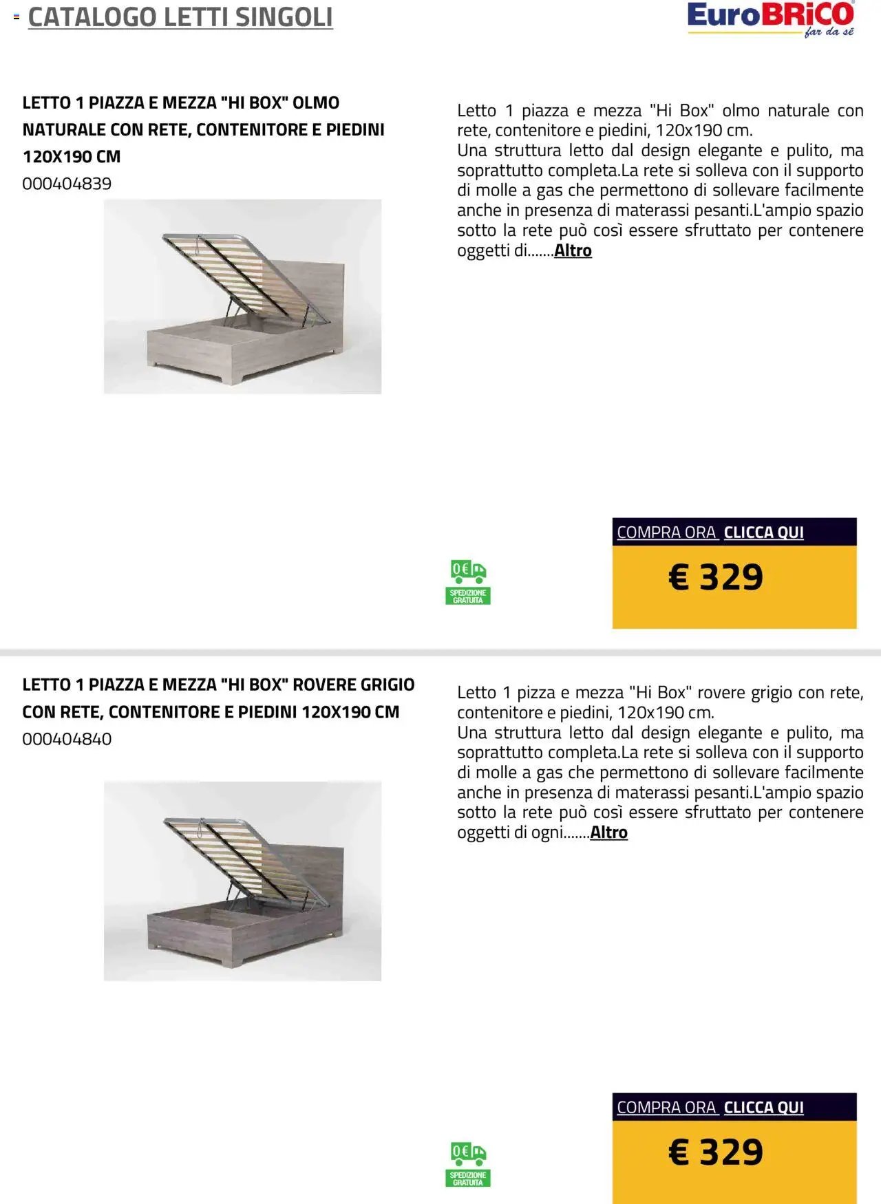 Eurobrico Letti Singoli catalogo