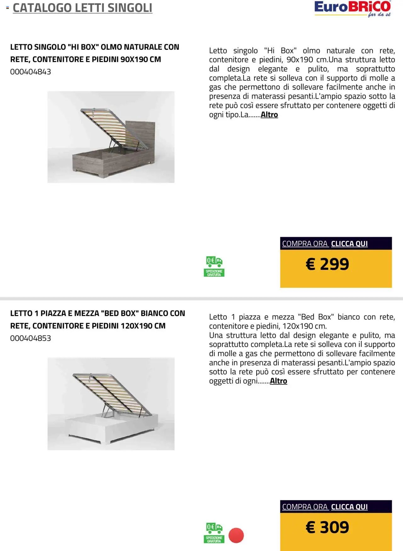 Eurobrico Letti Singoli catalogo