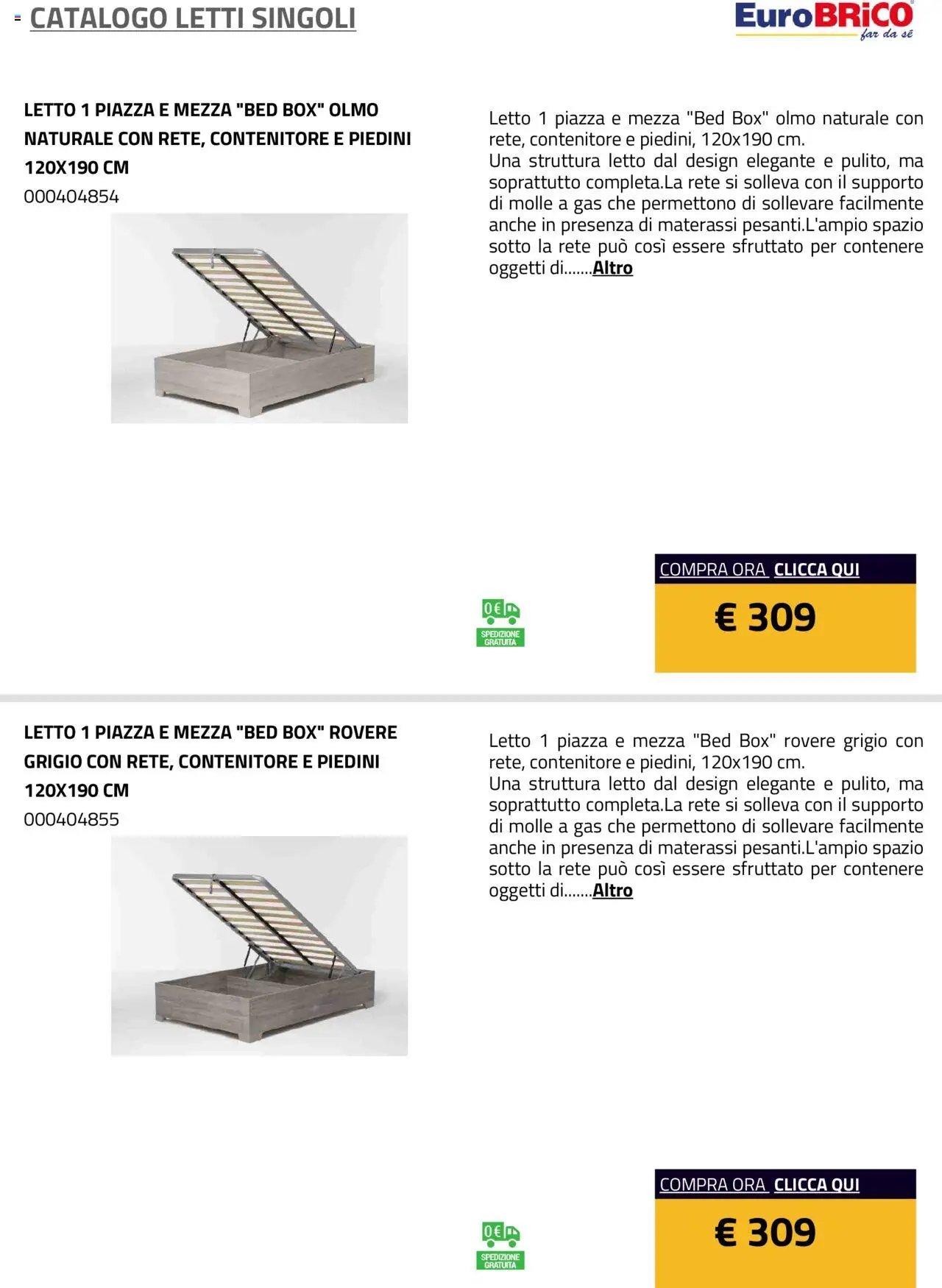 Eurobrico Letti Singoli catalogo