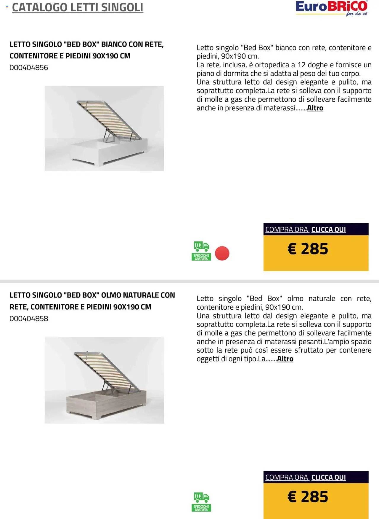 Eurobrico Letti Singoli catalogo