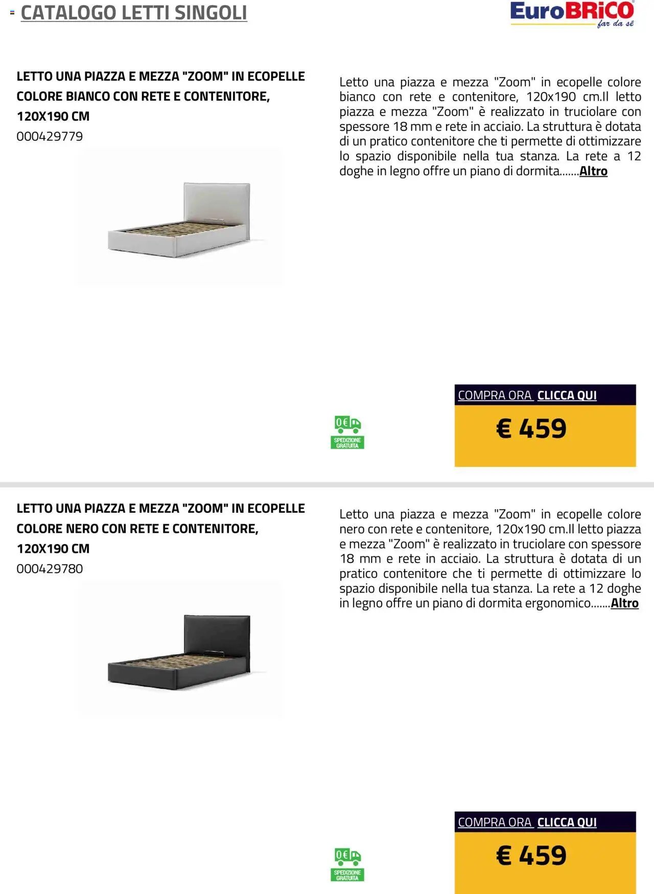 Eurobrico Letti Singoli catalogo