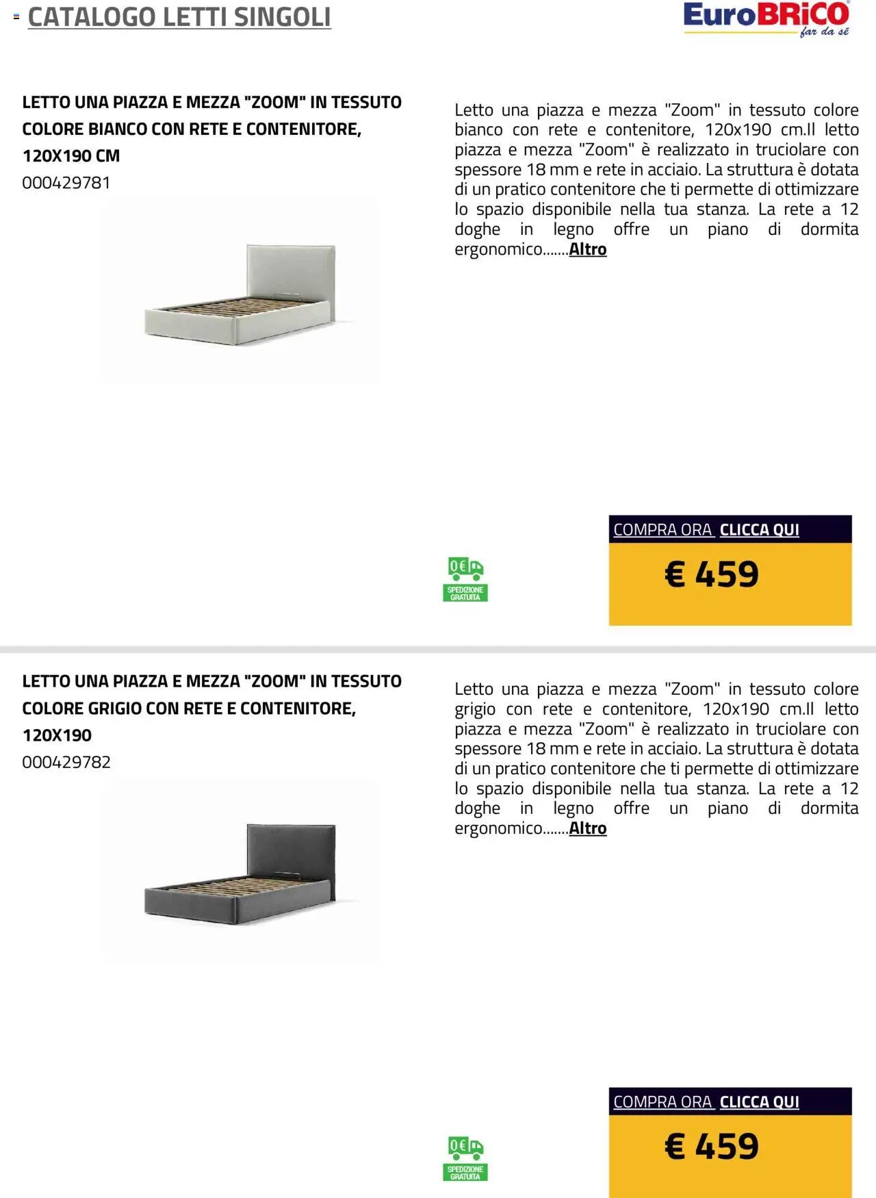 Eurobrico Letti Singoli catalogo
