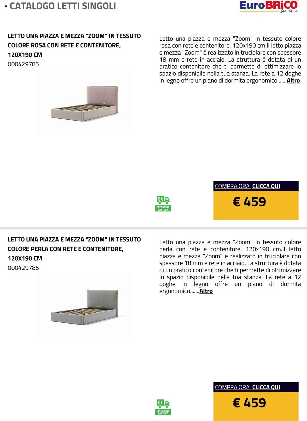 Eurobrico Letti Singoli catalogo