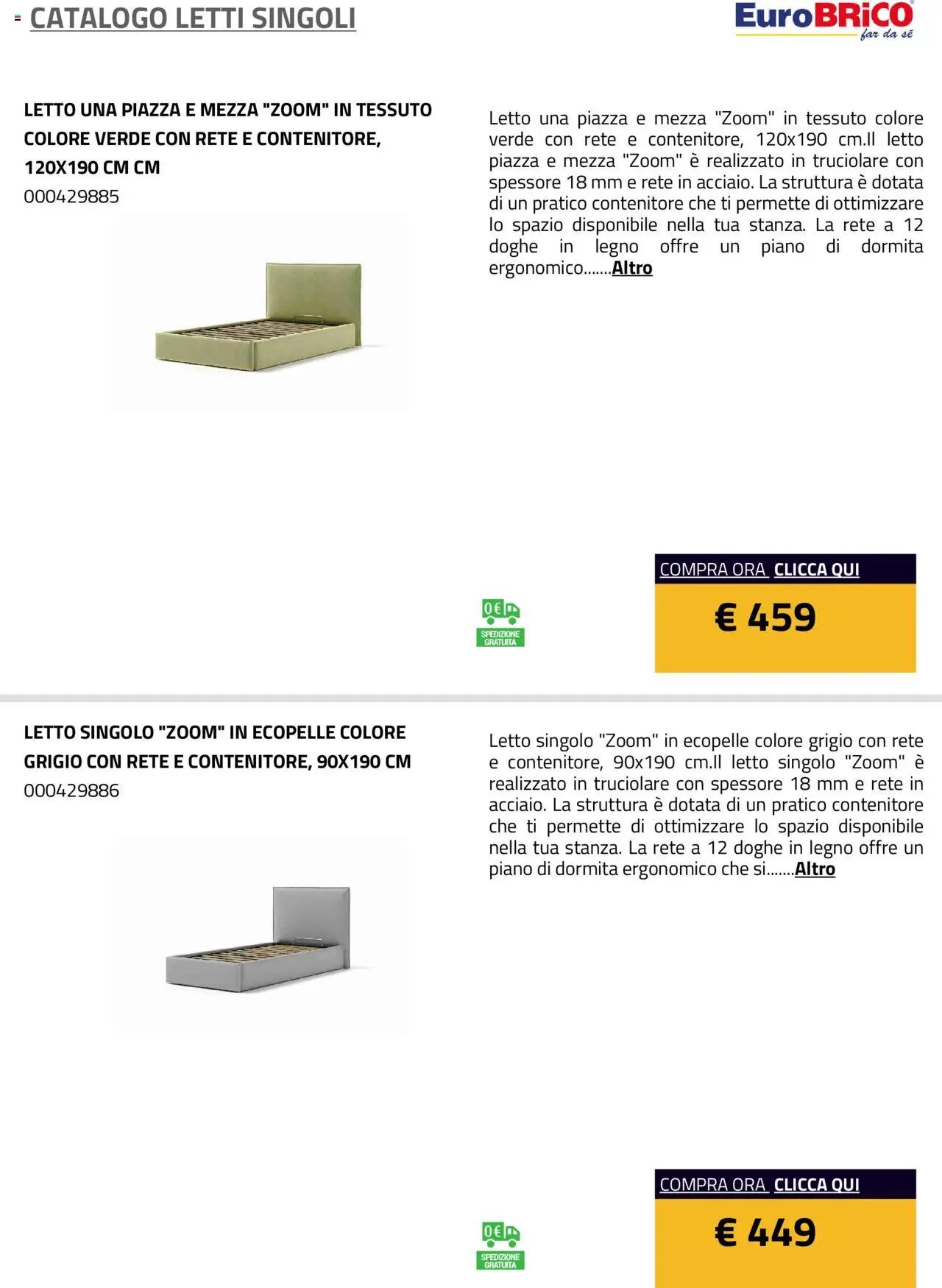 Eurobrico Letti Singoli catalogo