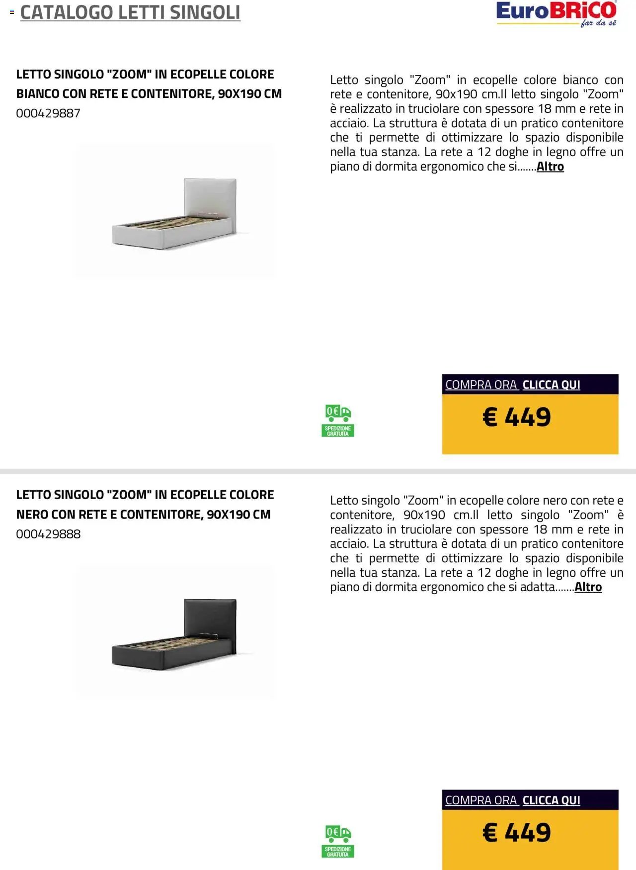 Eurobrico Letti Singoli catalogo