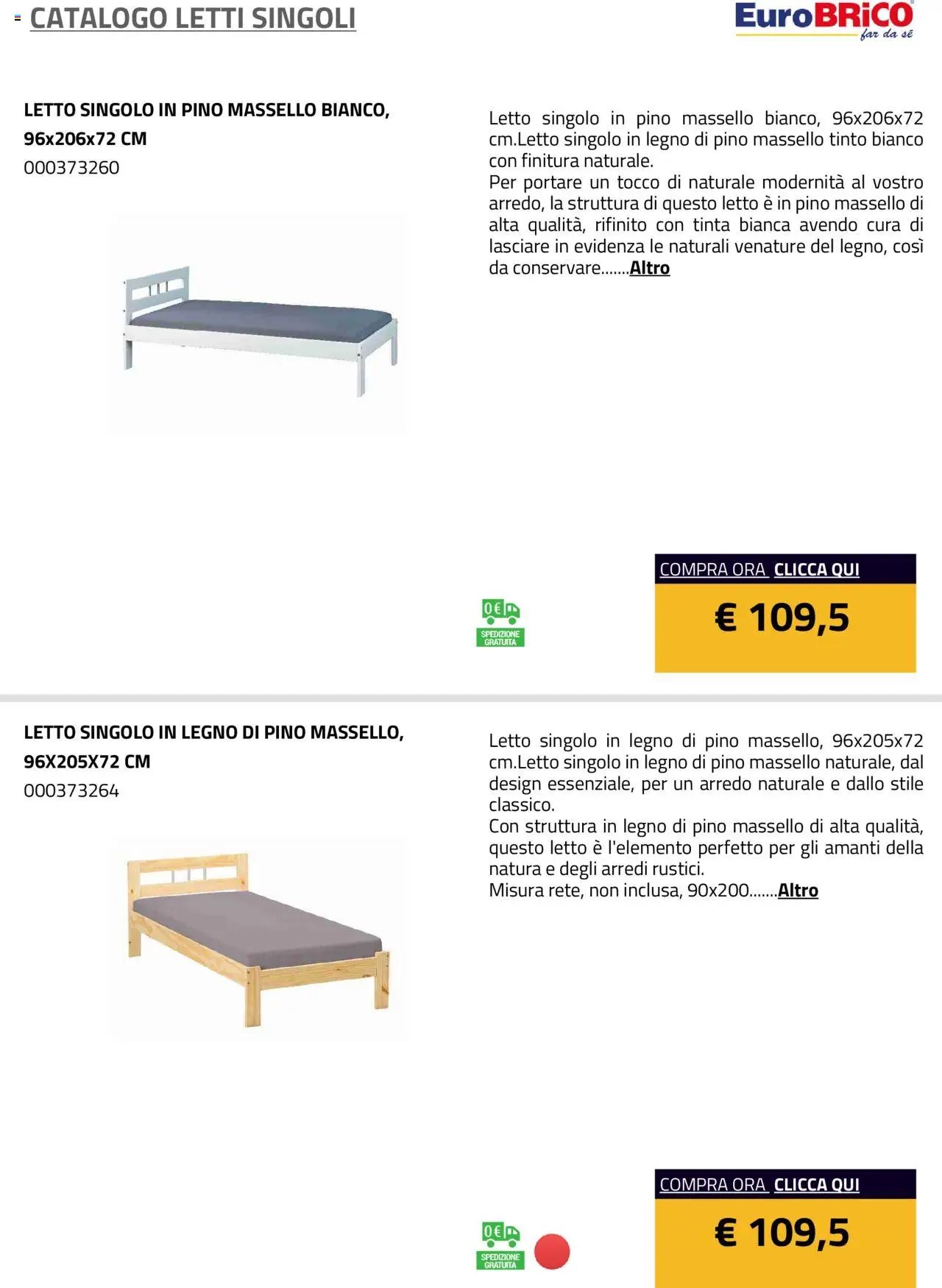 Eurobrico Letti Singoli catalogo