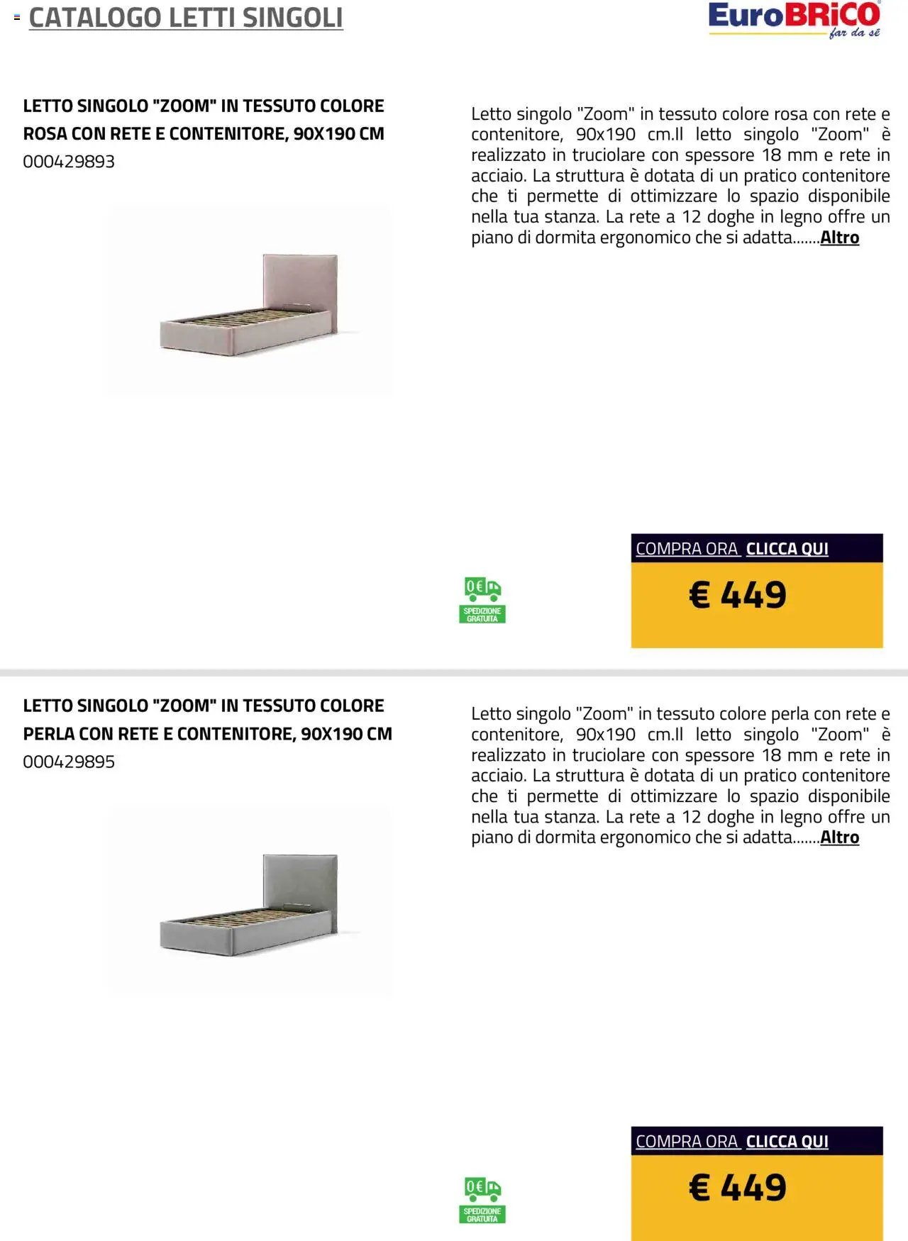 Eurobrico Letti Singoli catalogo