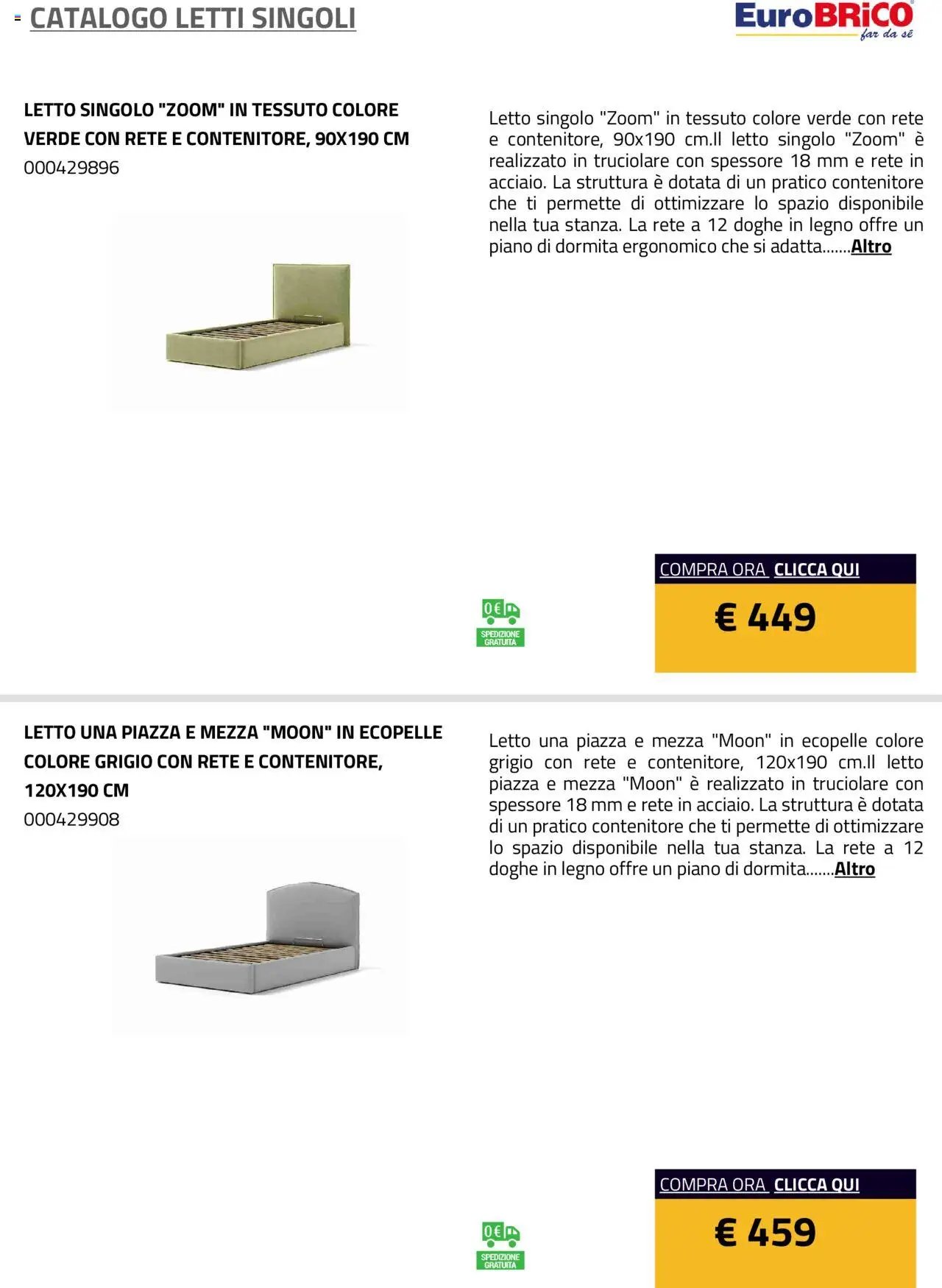 Eurobrico Letti Singoli catalogo
