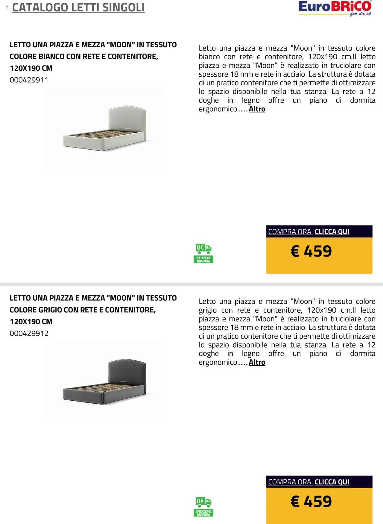 Eurobrico Letti Singoli catalogo