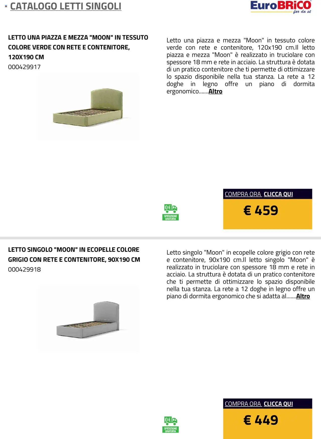 Eurobrico Letti Singoli catalogo