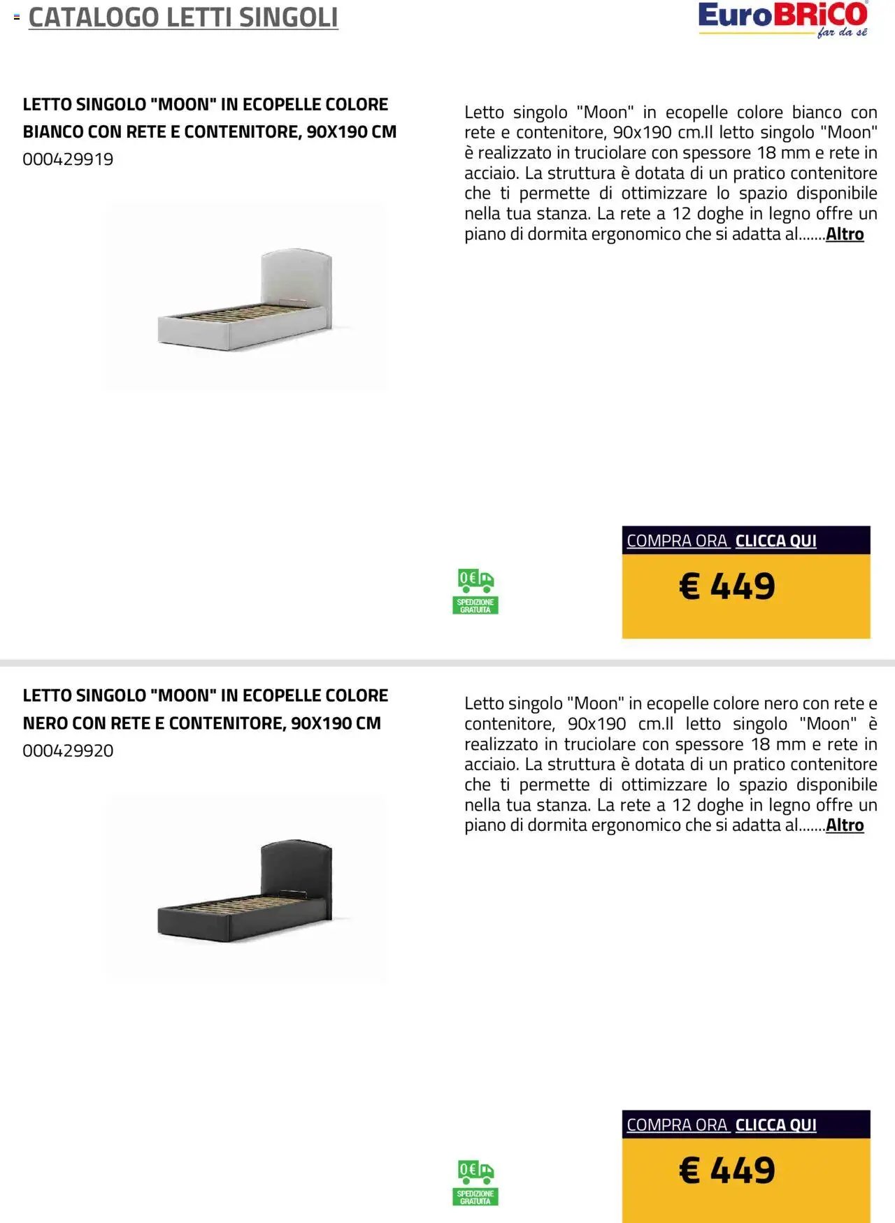 Eurobrico Letti Singoli catalogo