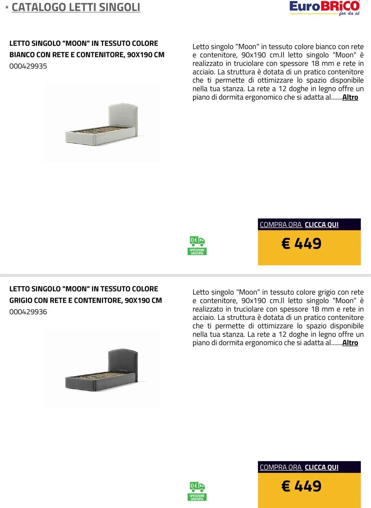 Eurobrico Letti Singoli catalogo