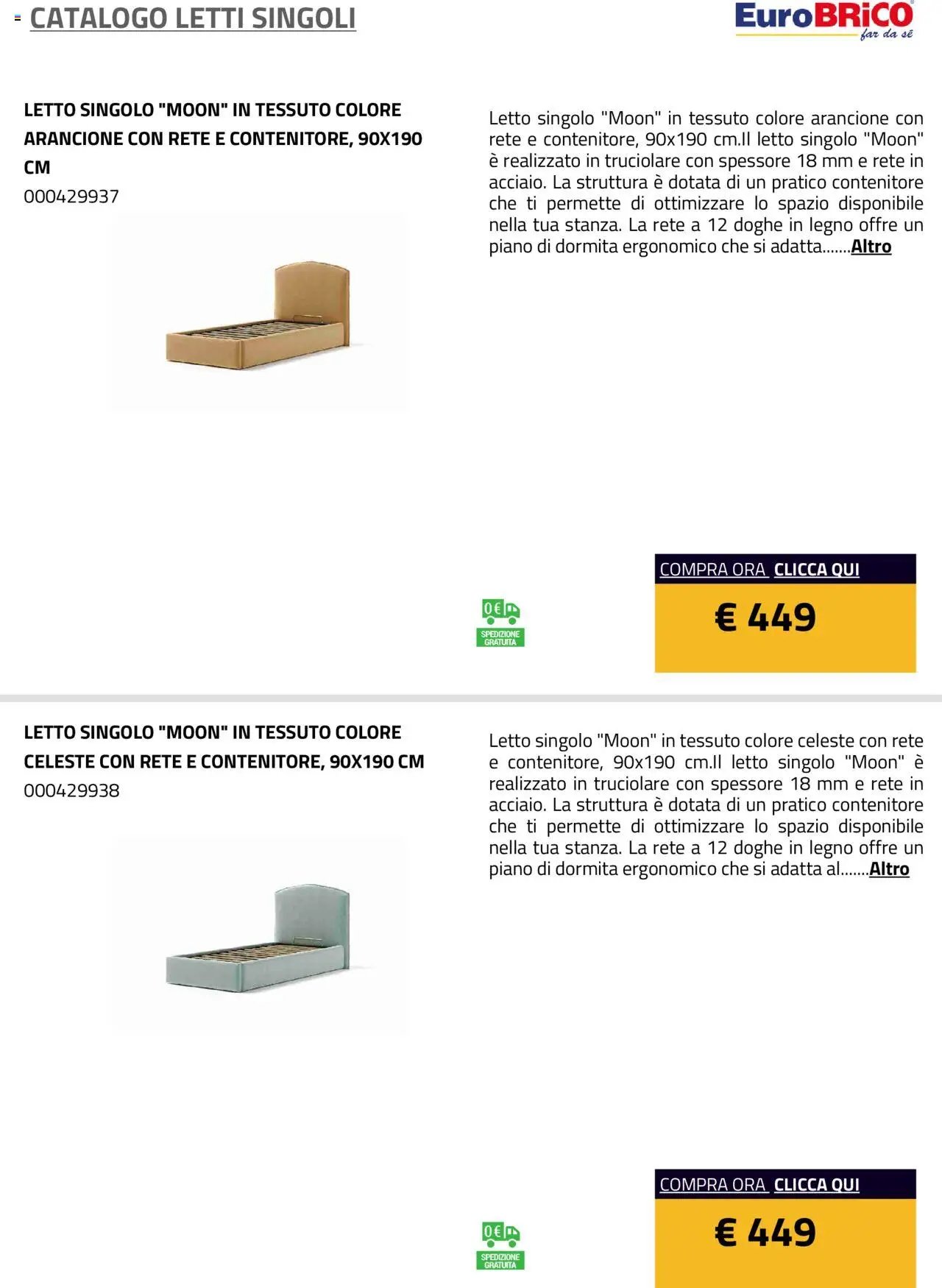 Eurobrico Letti Singoli catalogo