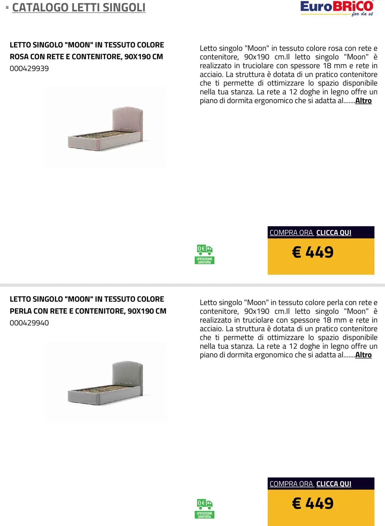 Eurobrico Letti Singoli catalogo